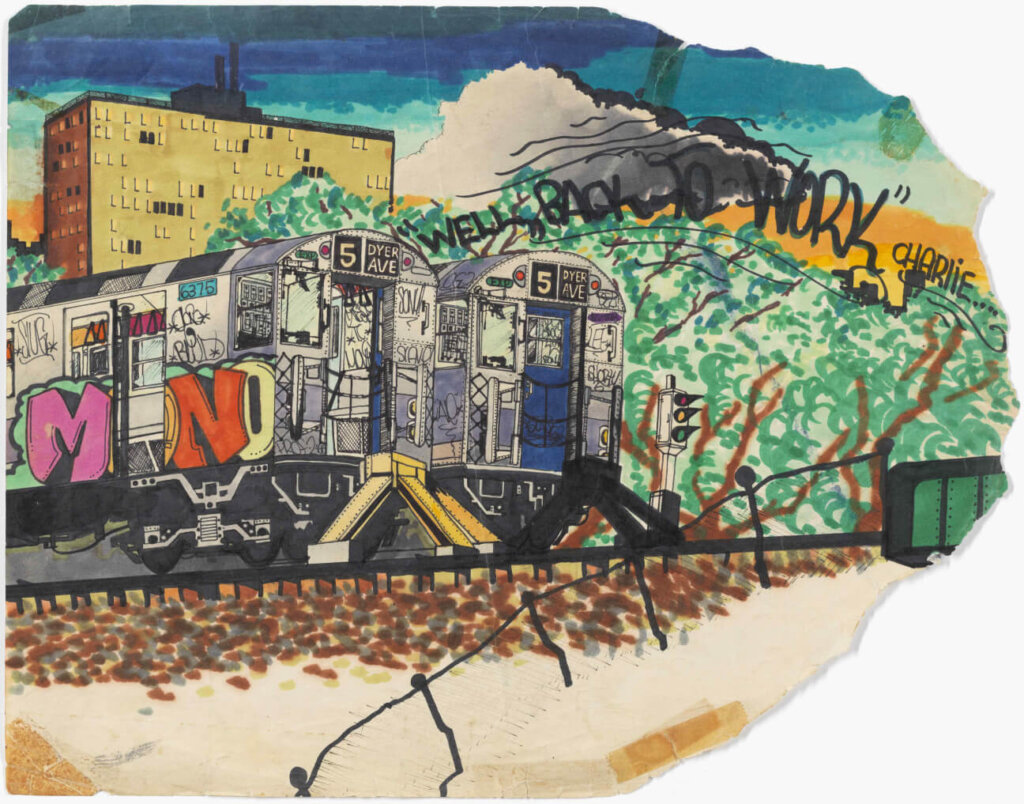 Lee Quiñones, Breakfast at Baychester, 1980. Image courtesy of the artist and the Museum of the City of New York / Martin Wong Collection.