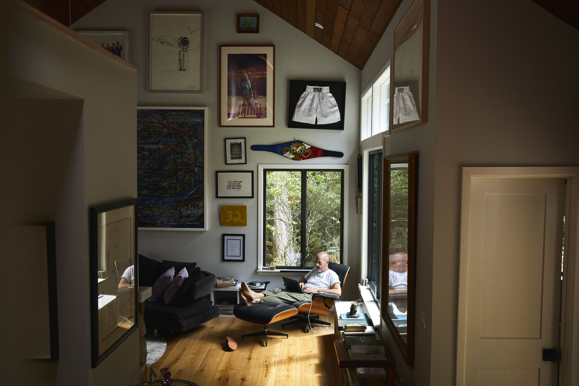Author James Frey at home in Pound Ridge with artwork by Andy Warhol, Jeff Koons, Robert Colescott, and more