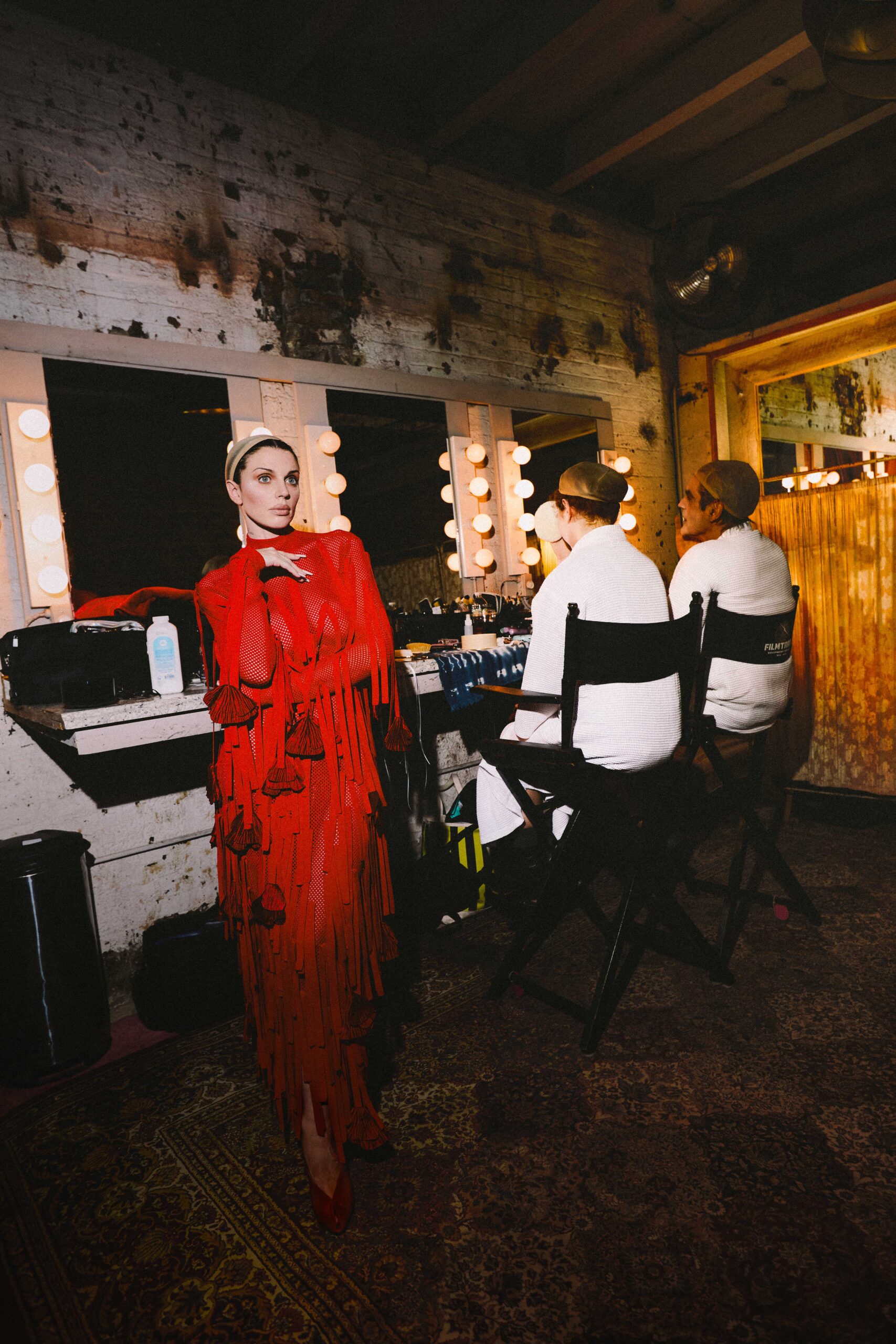 Julia Fox wears a full look by Ferragamo