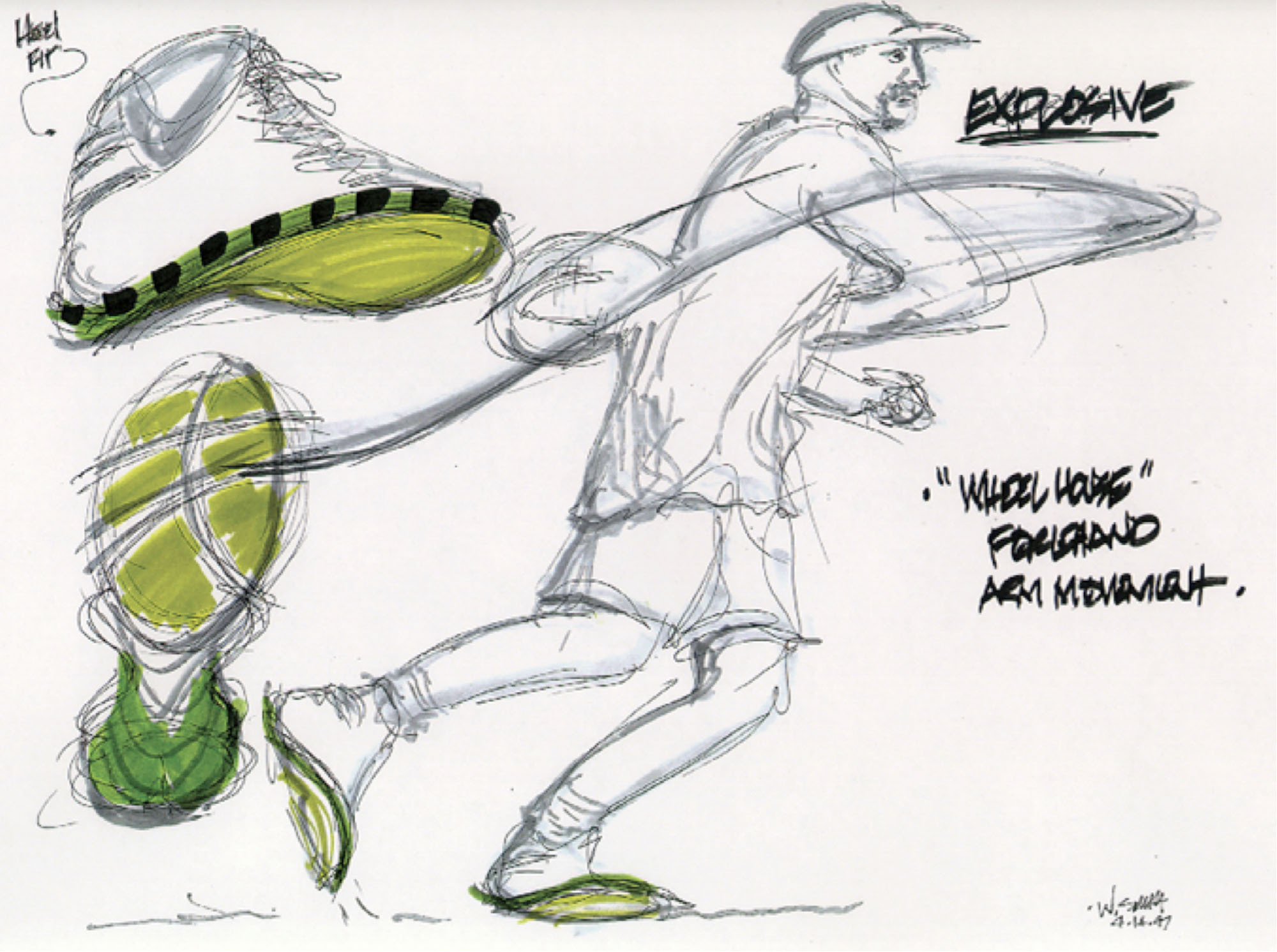 Sketch for Air Zoom Assailant for Andre Agassi, 1998.