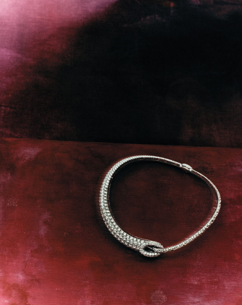 Be Together Round Ruby and DiamondNecklace set in white gold.