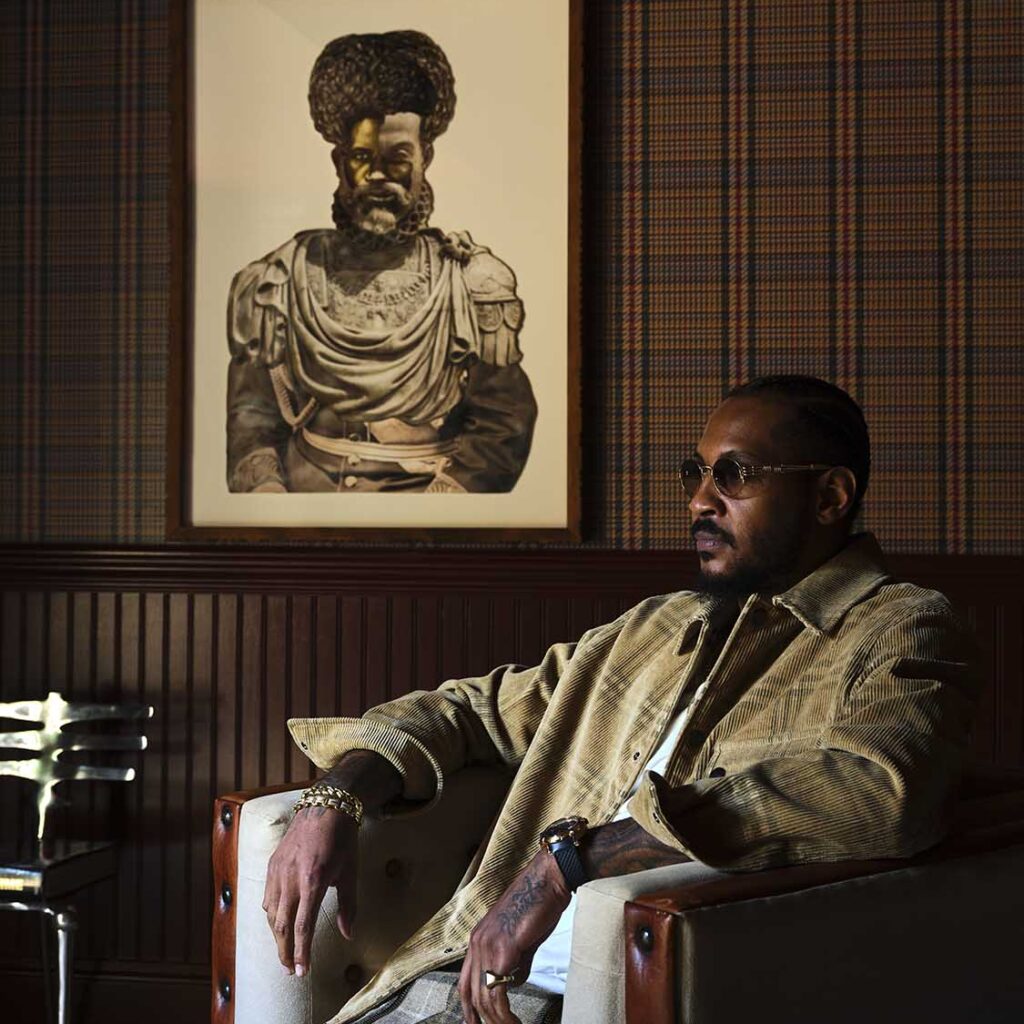 NBA player and art collector Carmelo Anthony at home