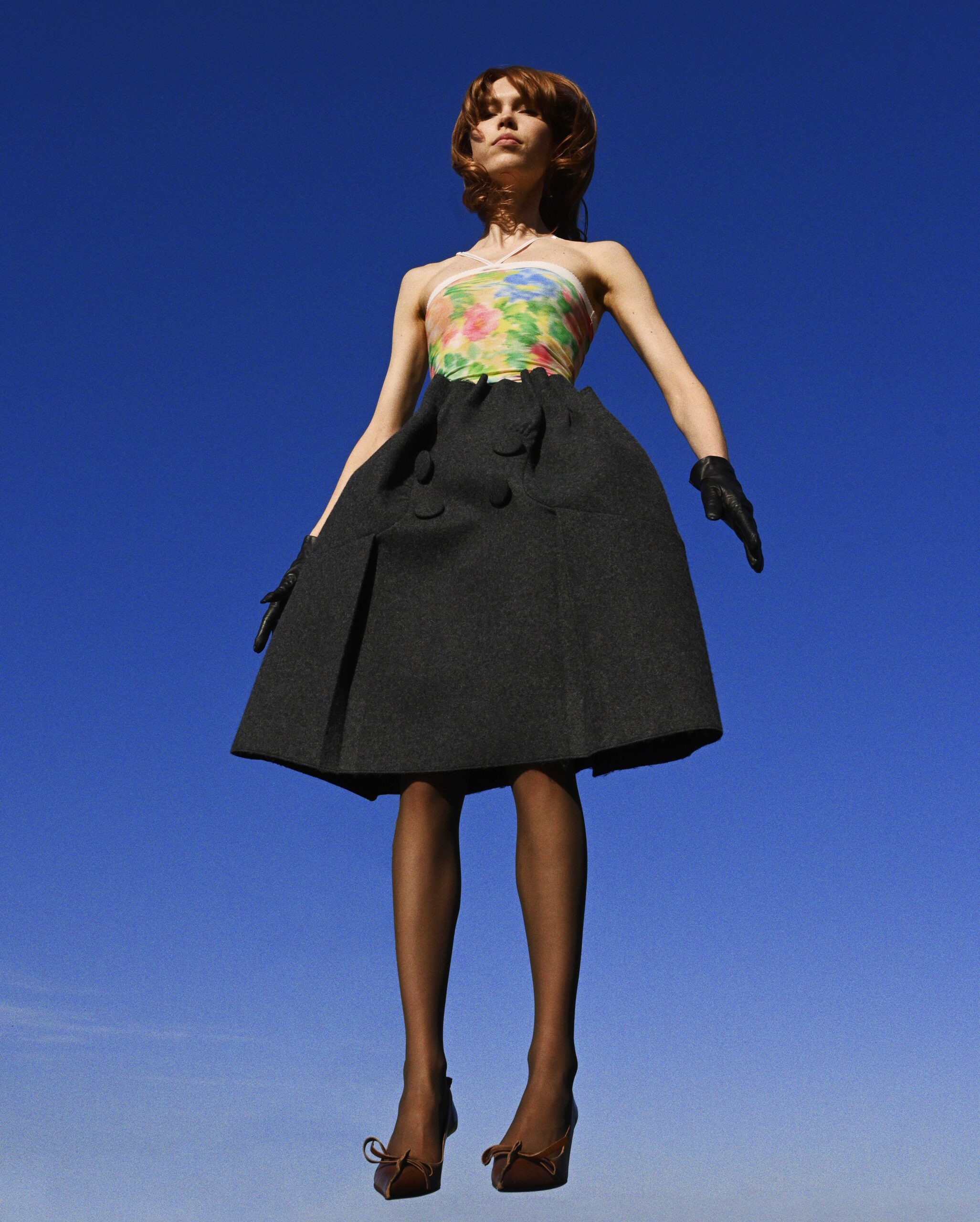 Anneliek, top, skirt, Prada, tights, Heist.