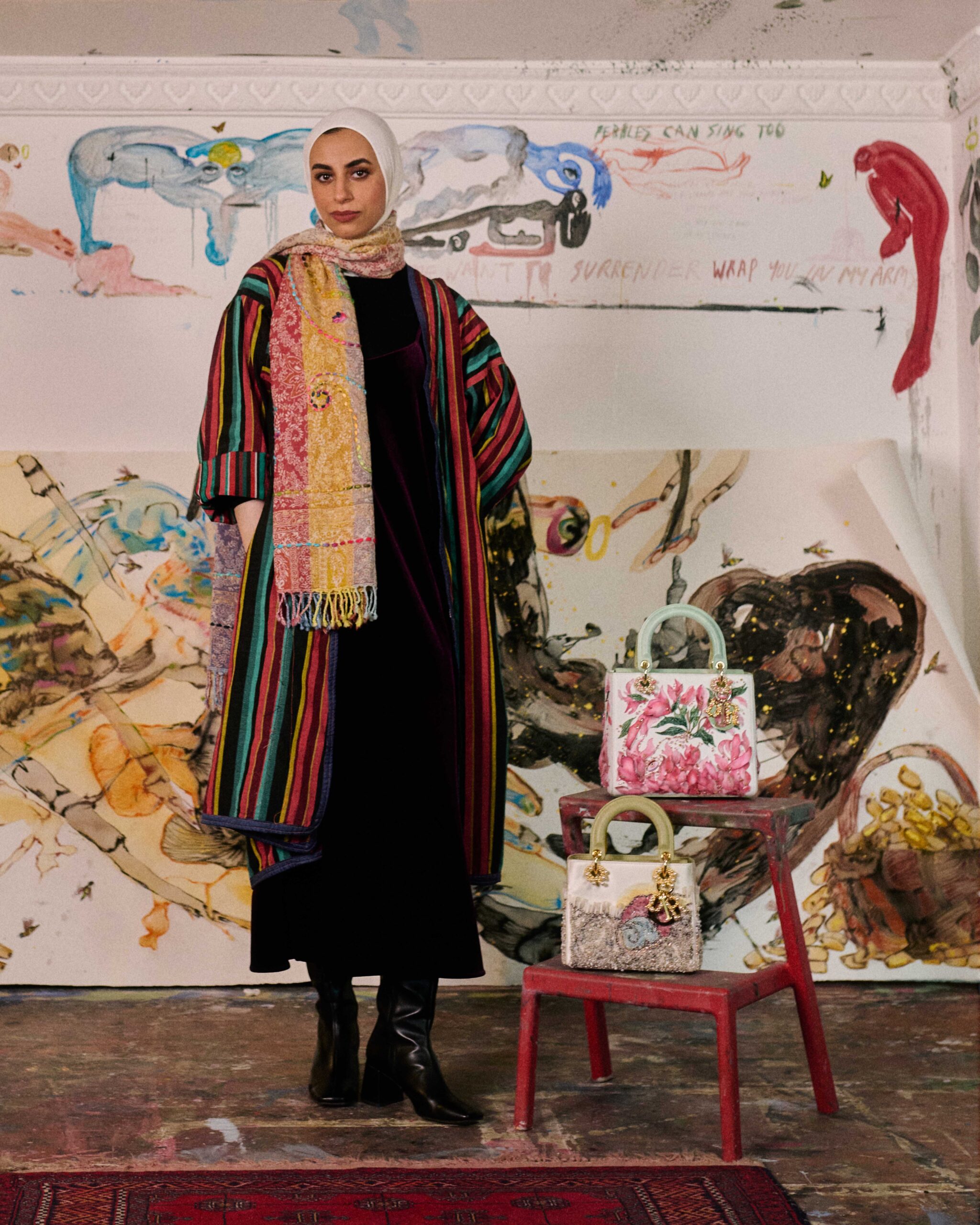 Alymamah Rashed with her reimagined Lady Dior handbag