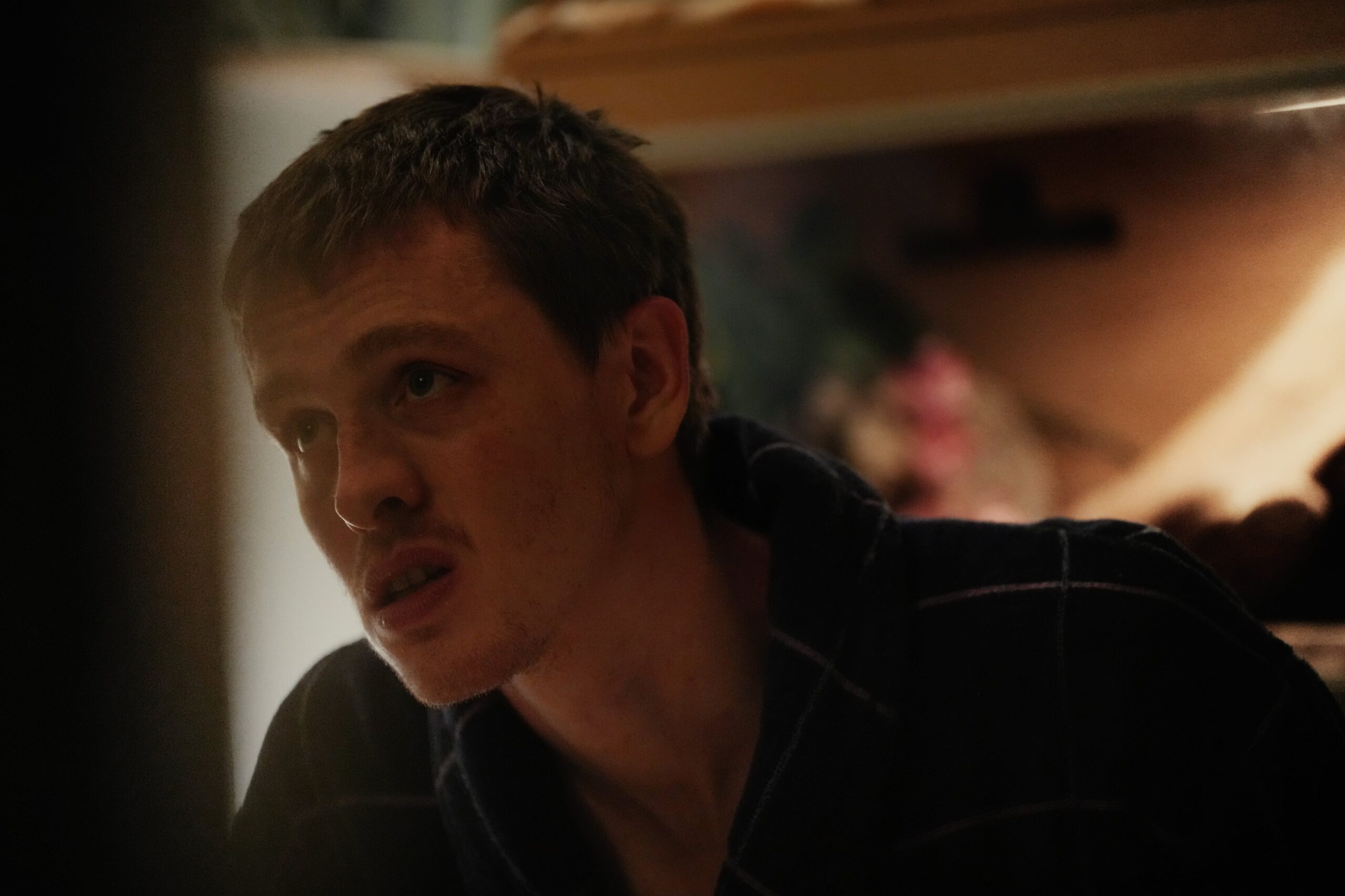 Harris Dickinson on the set of Urchin