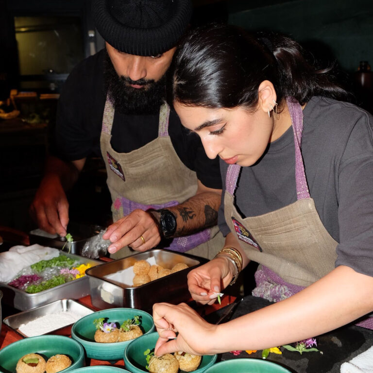 Samah Dada cooking a pop-up menu in Tokyo
