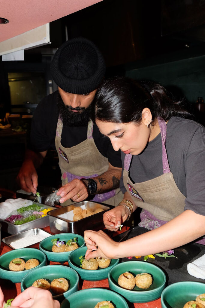 Samah Dada cooking a pop-up menu in Tokyo