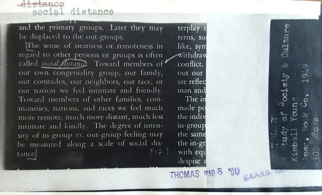 Merriam-Webster slip defining social-distancing