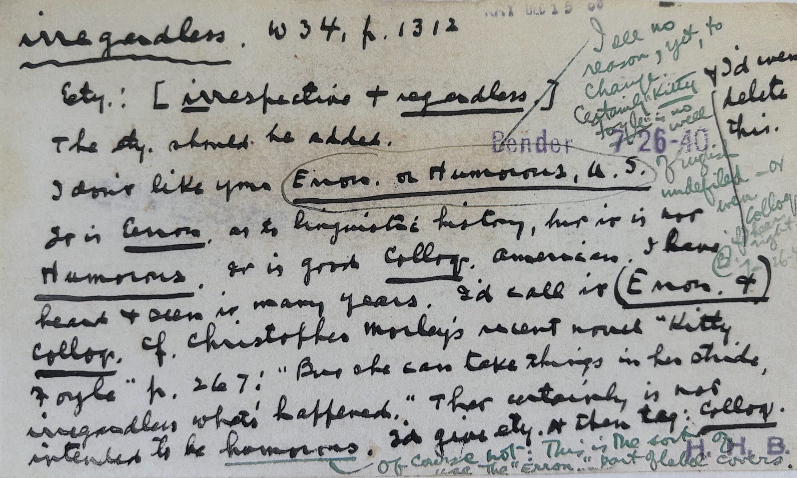 Merriam Webster definition slip for irregardless