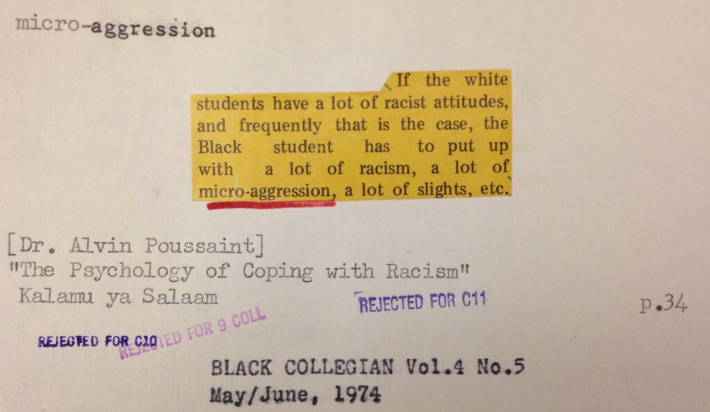 Merriam-Webster slip defining micro-aggression