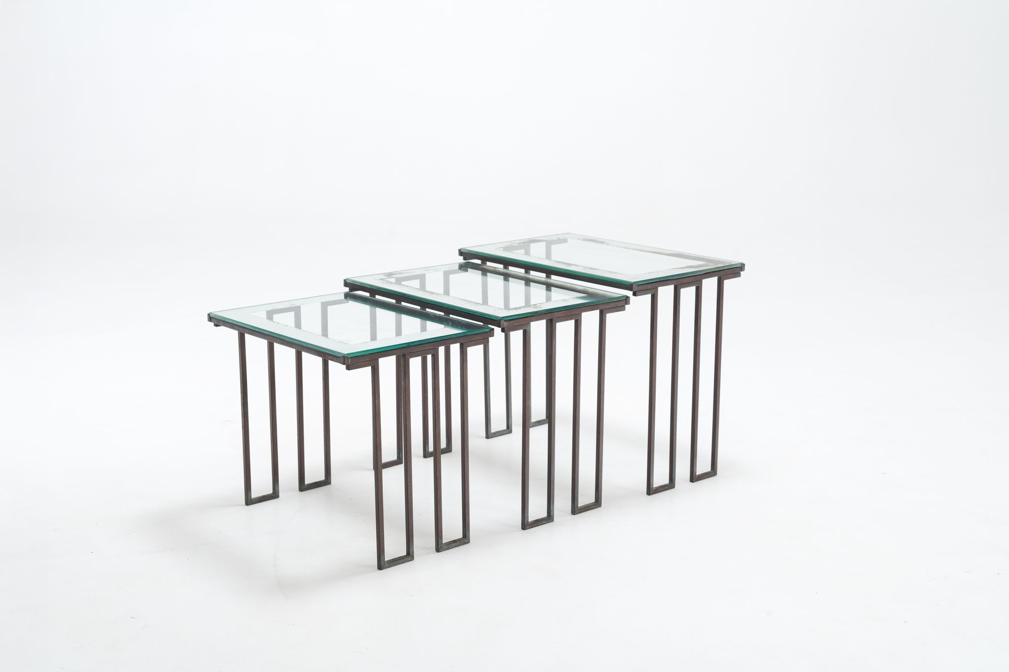 Jean Royère, set of three "Créneaux" nesting tables, circa 1950, from Galerie Gabriel