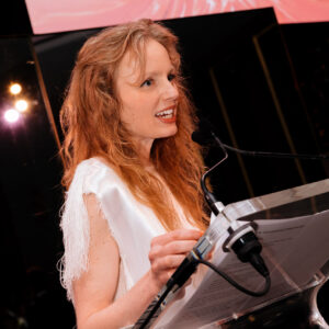 Portrait of Stefanie Hessler by Helga Traxler at the 2025 Swiss Institute Gala at the Rainbow Room, Rockefeller Center