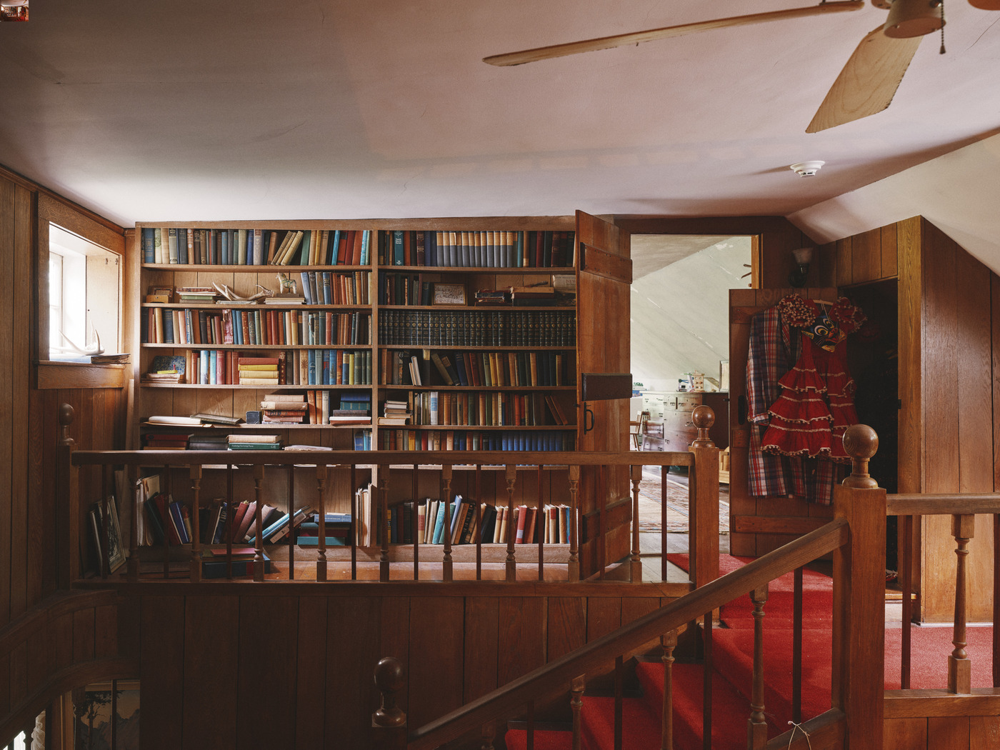 Upstairs landing with pickled oak