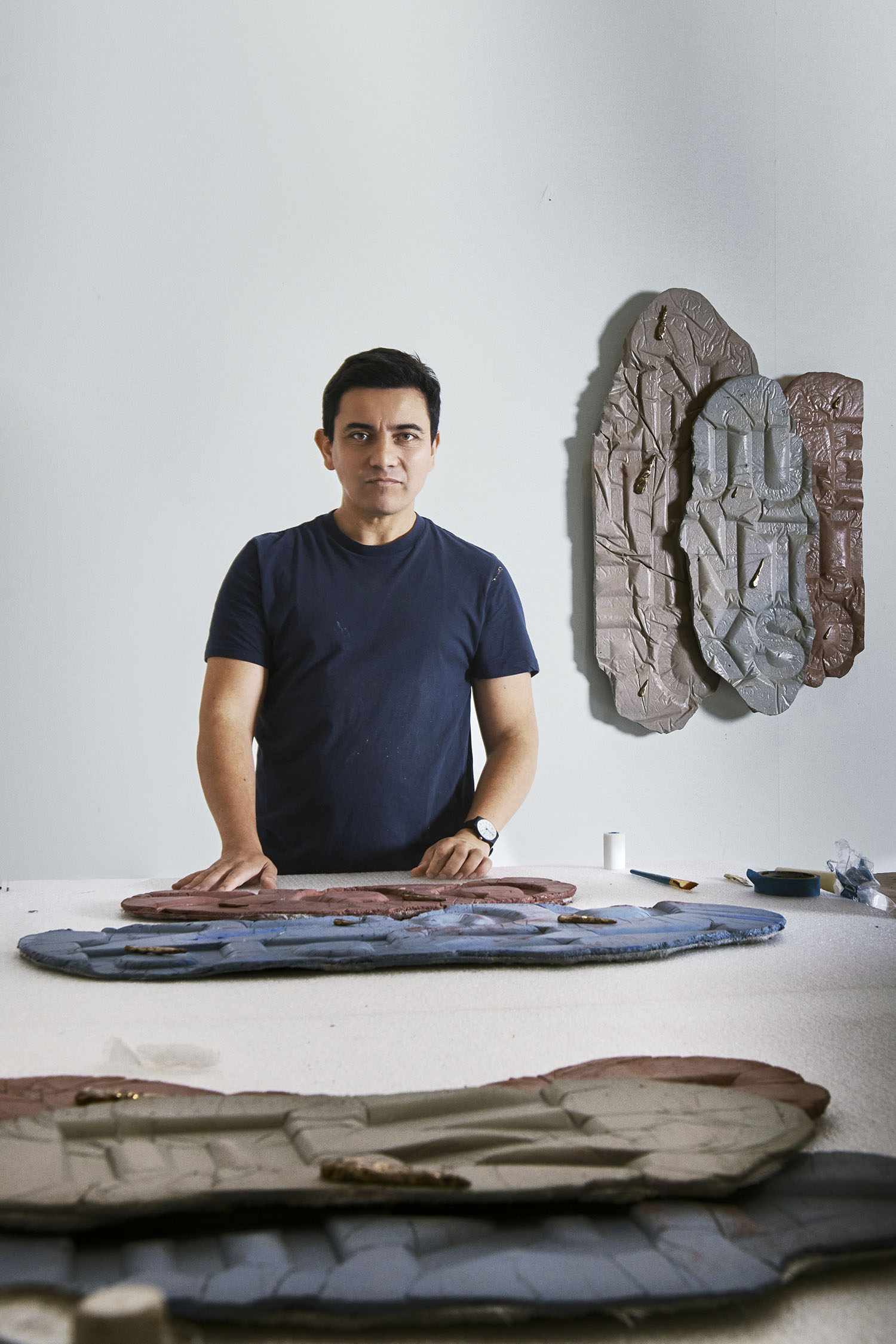 Ivan Argote in his Paris studio. 