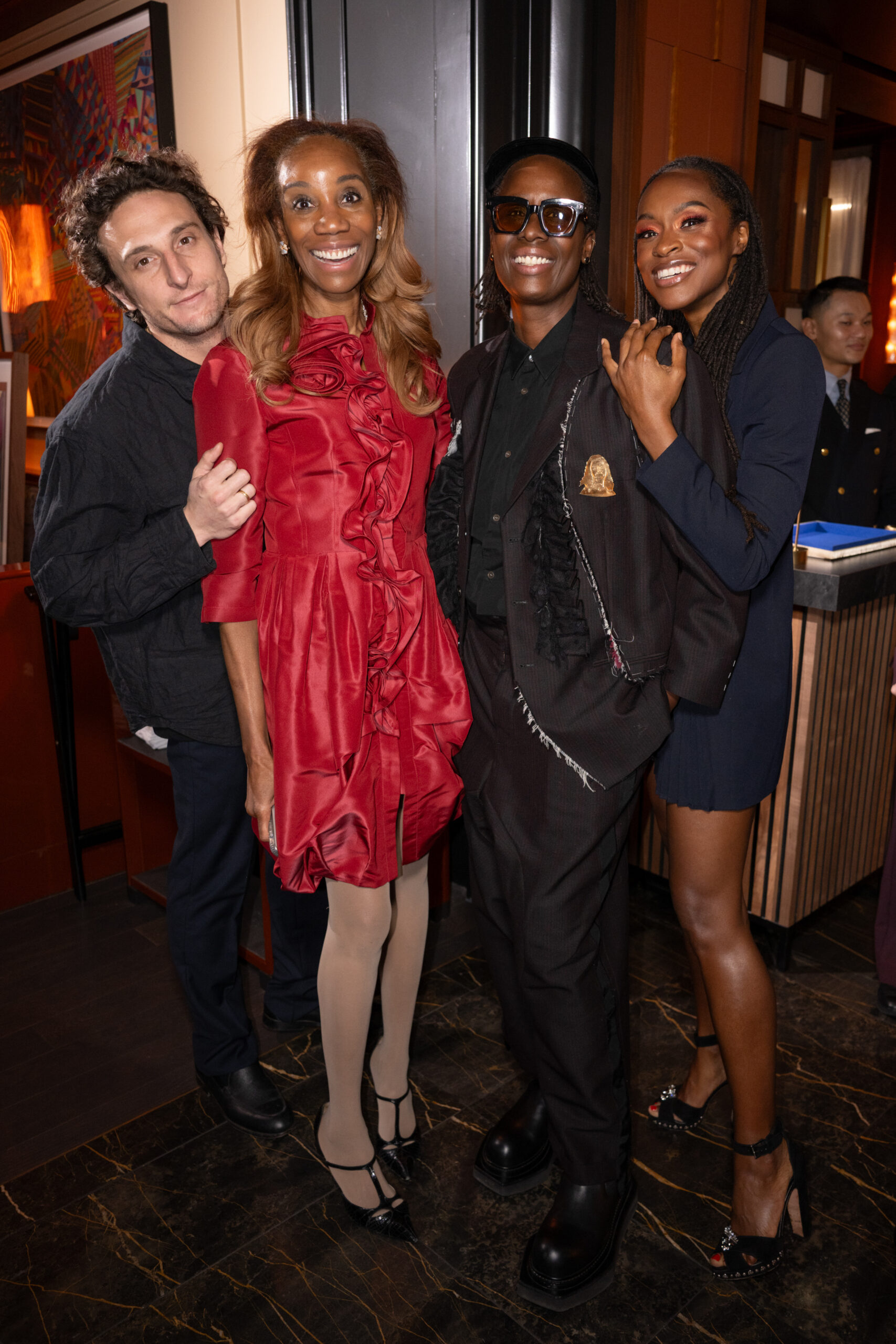 Gabriel Florenz, Iffie Okoronkwo, Mickalene Thomas and Latham Thomas at the Warhol New York Dinner in support of the Andy Warhol Museum and presented by Piaget on November 10, 2025 at La Tête d’Or by Daniel on Park Avenue, shot by Casey Kelbaugh