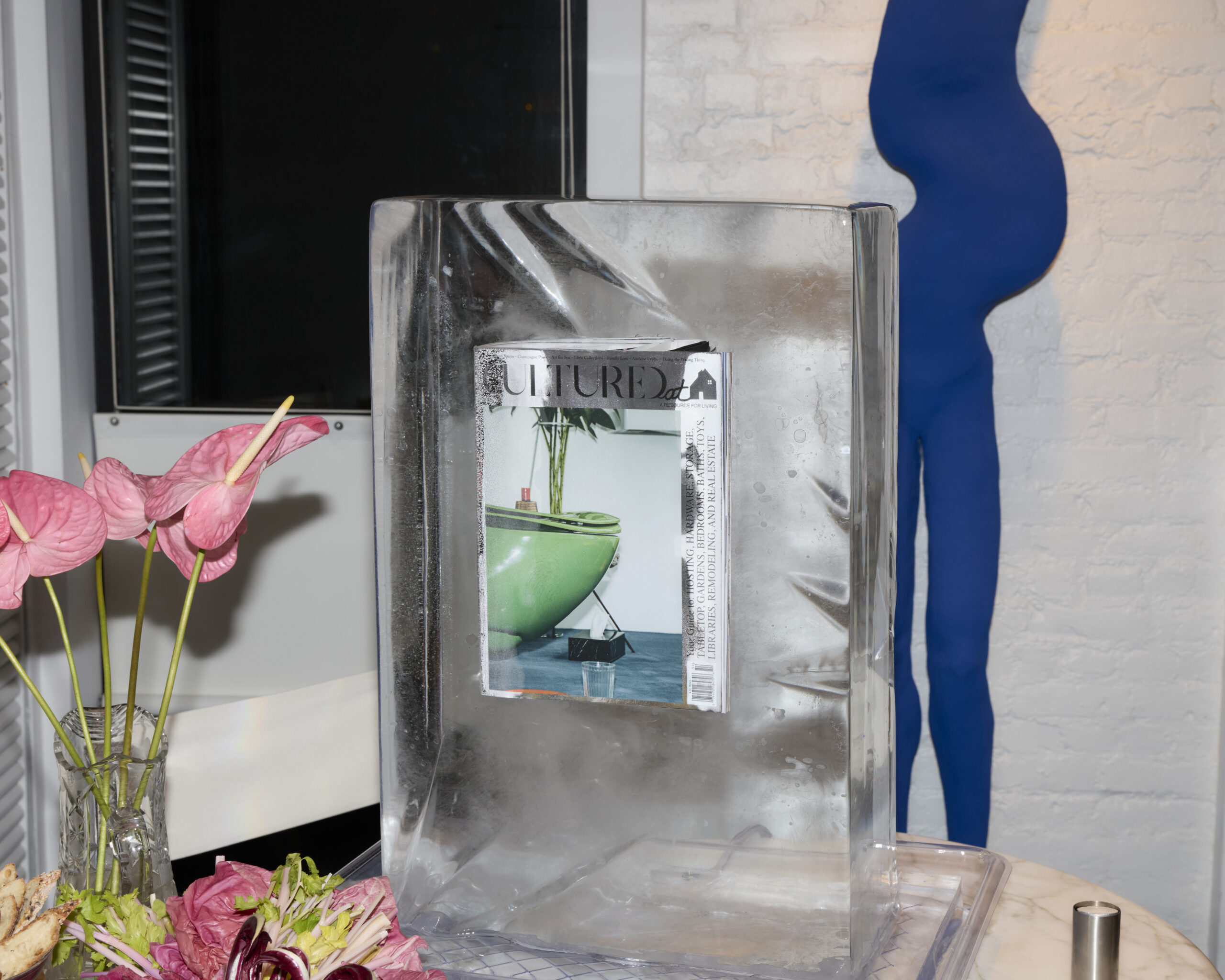 CULTURED at Home ice sculpture at the High-Tech, Chelsea home of opera singer Anthony Roth Costanzo