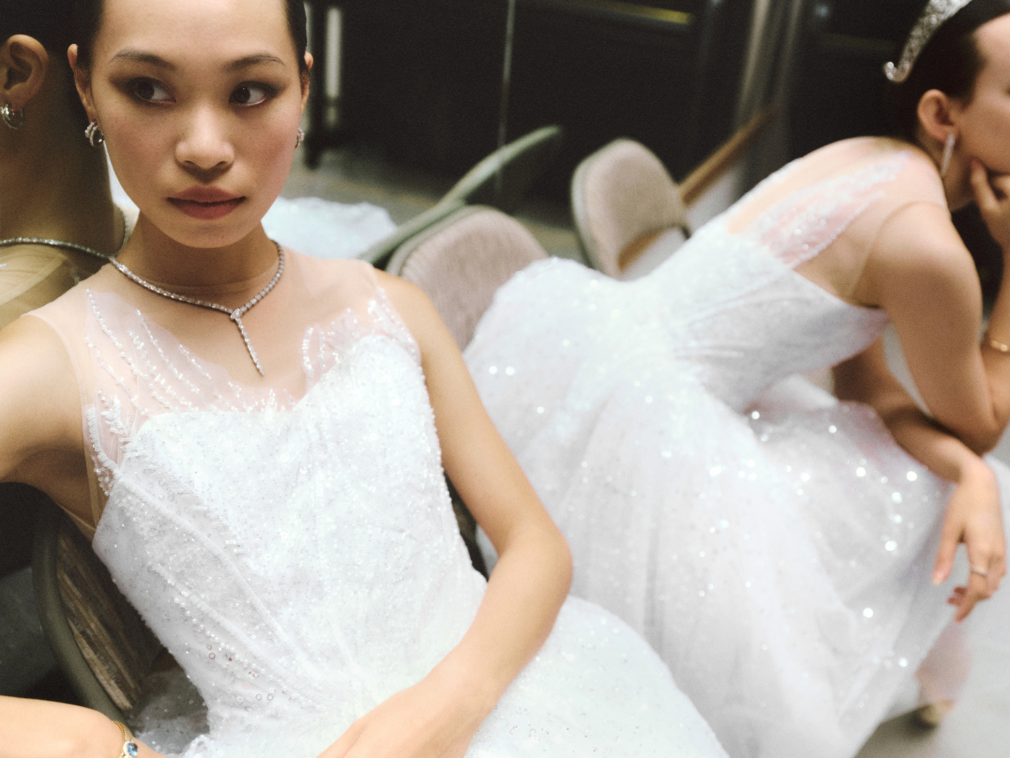 Ballerina in Bvlgari snow costume.