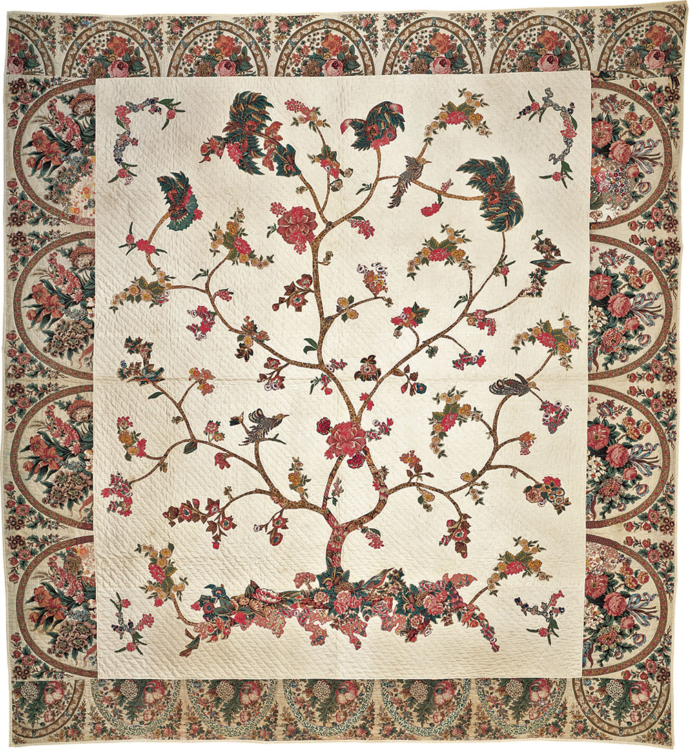 Tree of Life Cut-Out Chintz Quilt, Probably Wiscasset, Maine, 1925–1935, Cotton, 96 x 90 in., Gift of Cyril Irwin Nelson in honor of Elizabeth V. Warren and Sharon L. Eisenstat, 2001.33.2