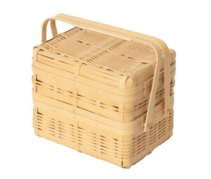 Handled Bamboo Lunch Basket. Stackable, handled lunch basket. From Japan by 1basketry. 1basketry.jp Various sizes.