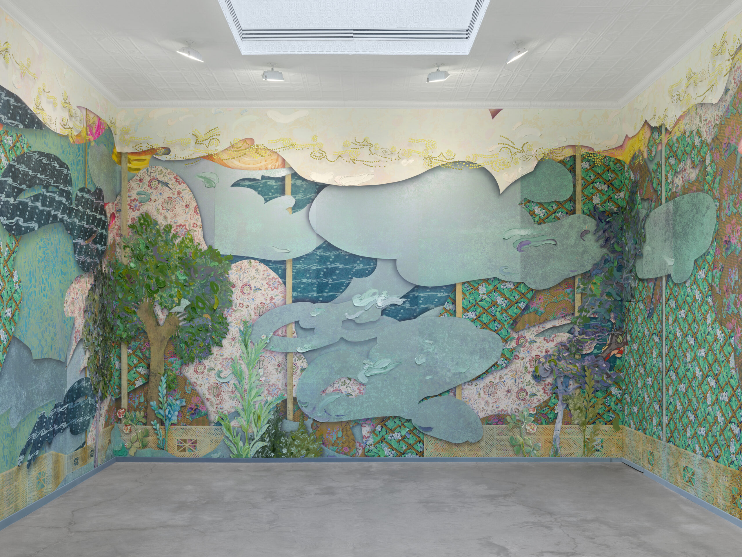 Installation view of "Laura Owens" at Matthew Marks Gallery, 2025