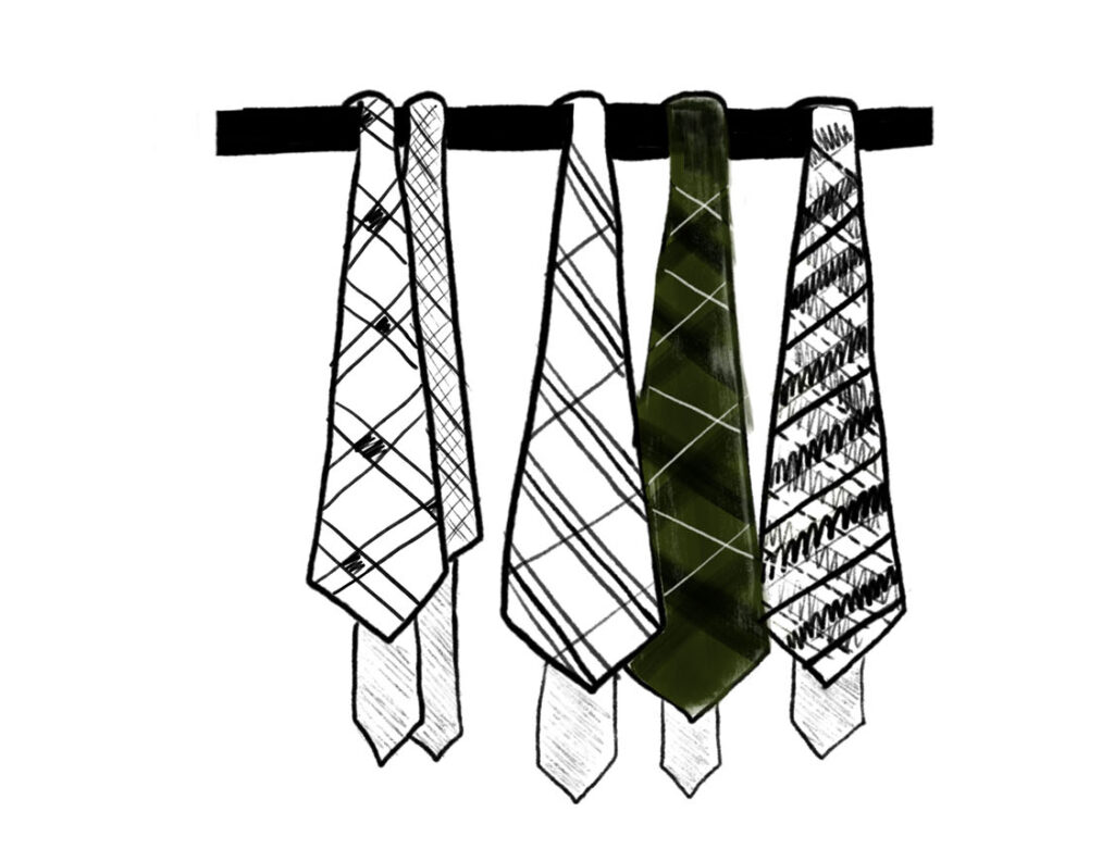 Holiday Scottish tartan ties illustration by J.Crew menswear designer