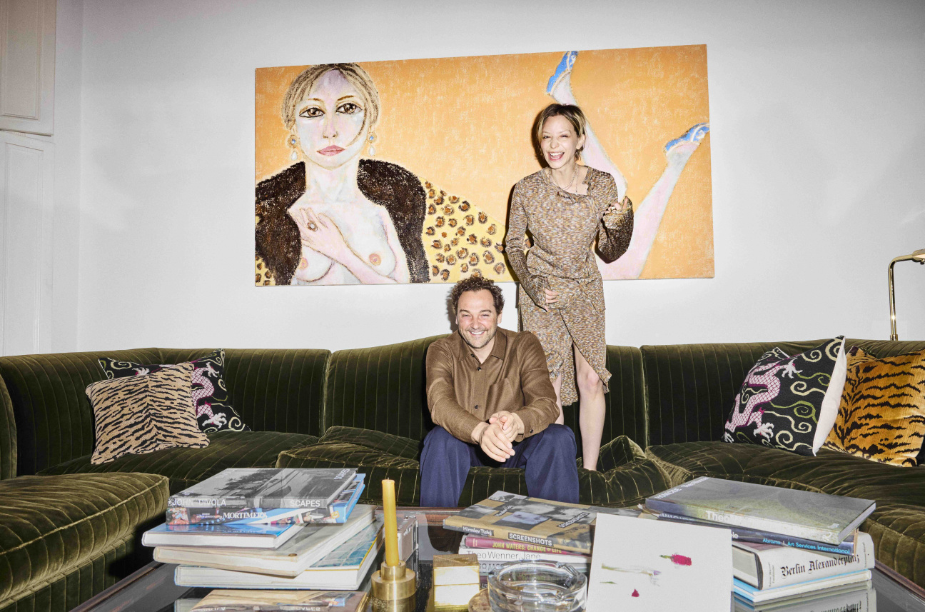 Daniel Humm and Annabelle Dexter-Jones at home in New York with the latter’s portrait by Francesco Clemente. Photography by Jeremy Liebman.
