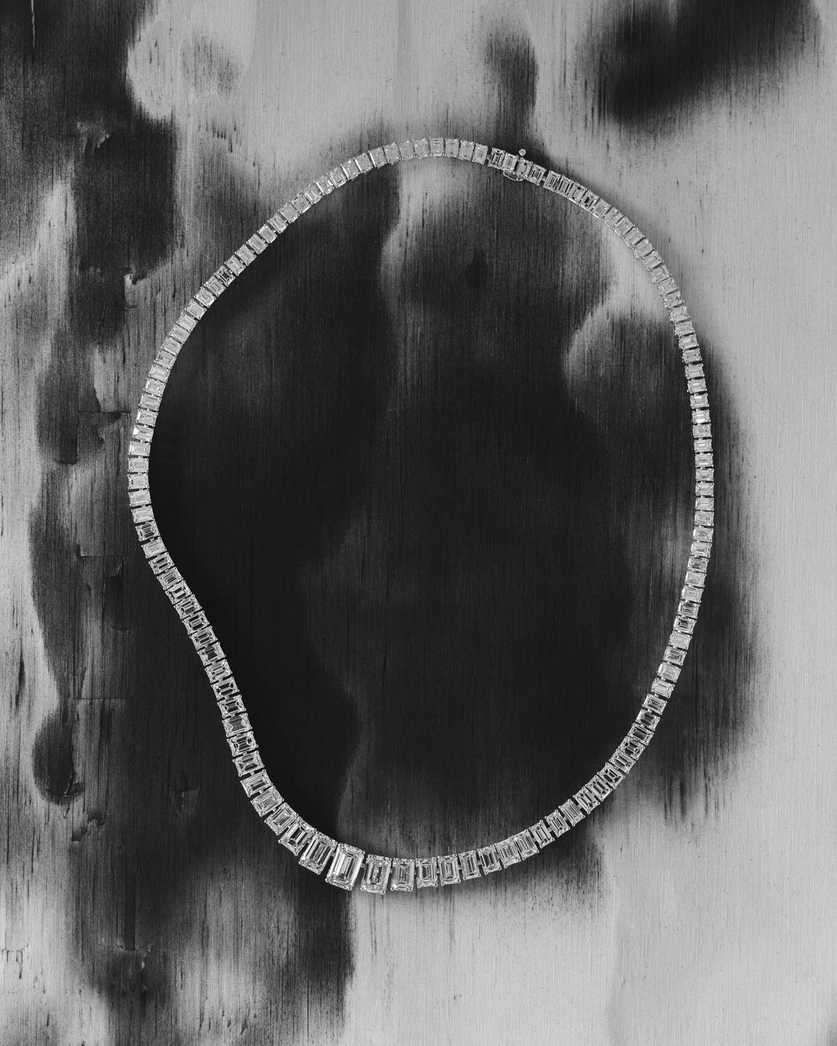 Graff High Jewelry Emerald Cut White Diamond Line Necklace