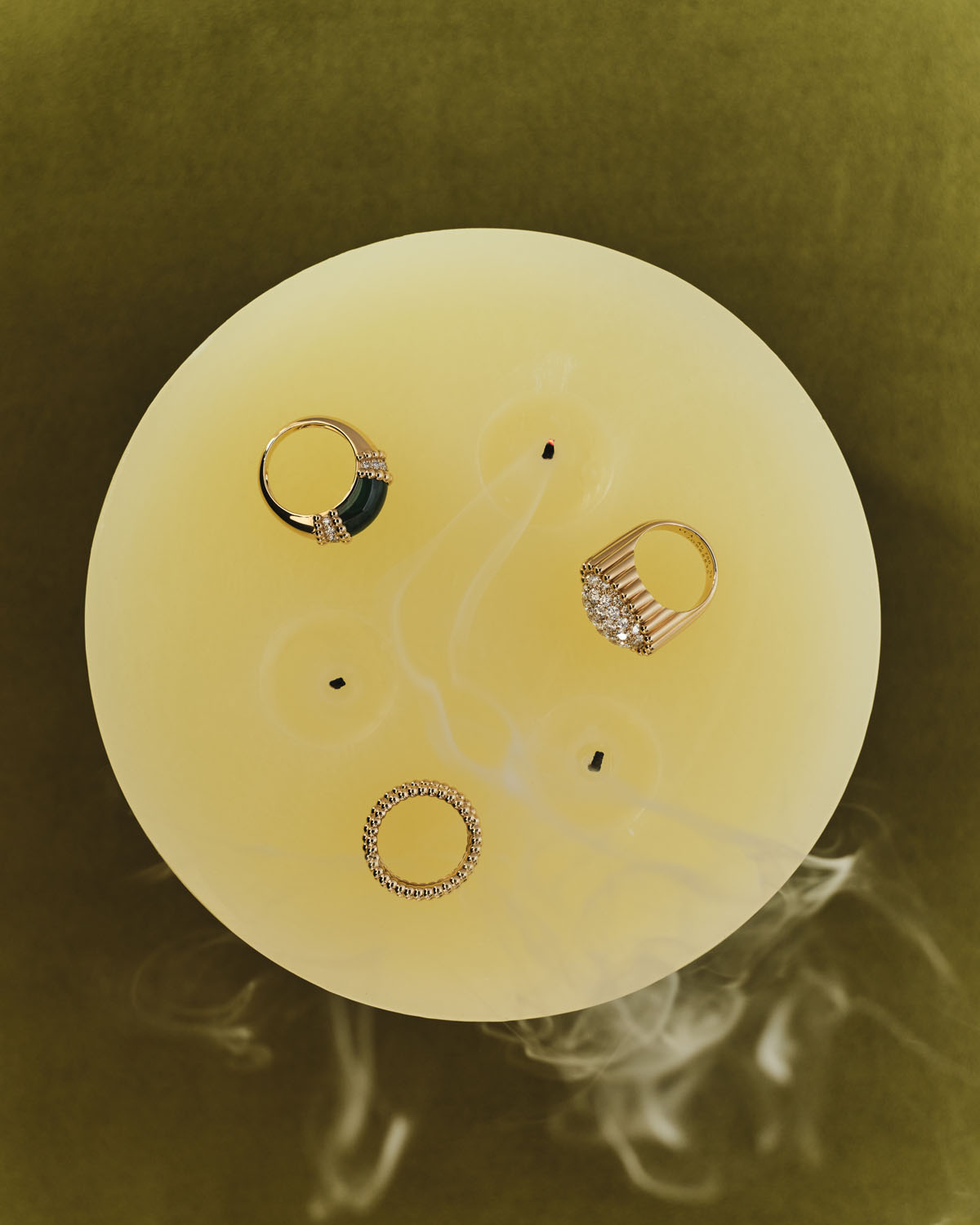 Van Cleef & Arpels Perlée Couleurs Ring, Perlée Diamonds Pavé Ring, and Perlée Diamonds Duo Ring