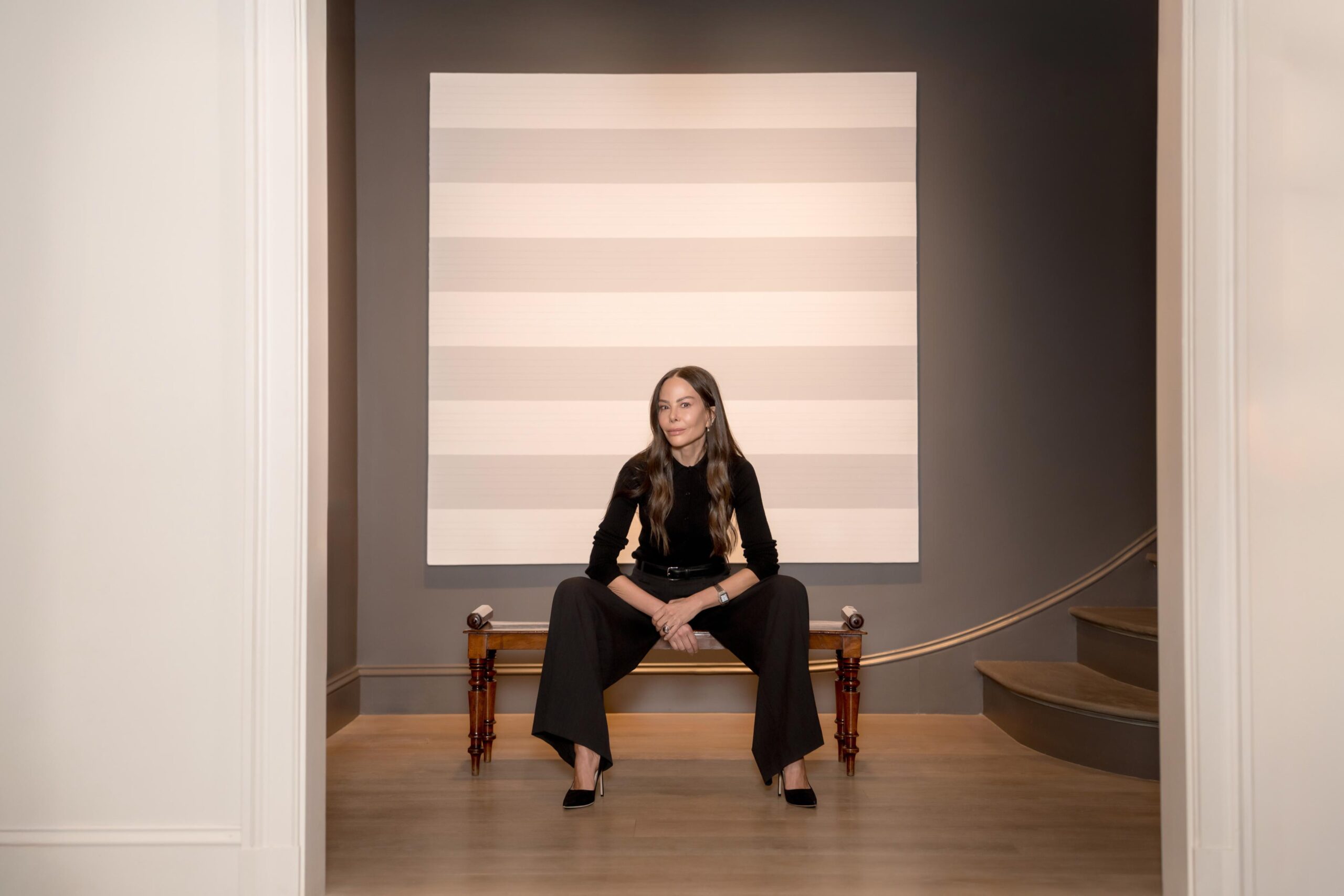 Allison Sarofim in New York with Agnes Martin’s Untitled #4, 1989