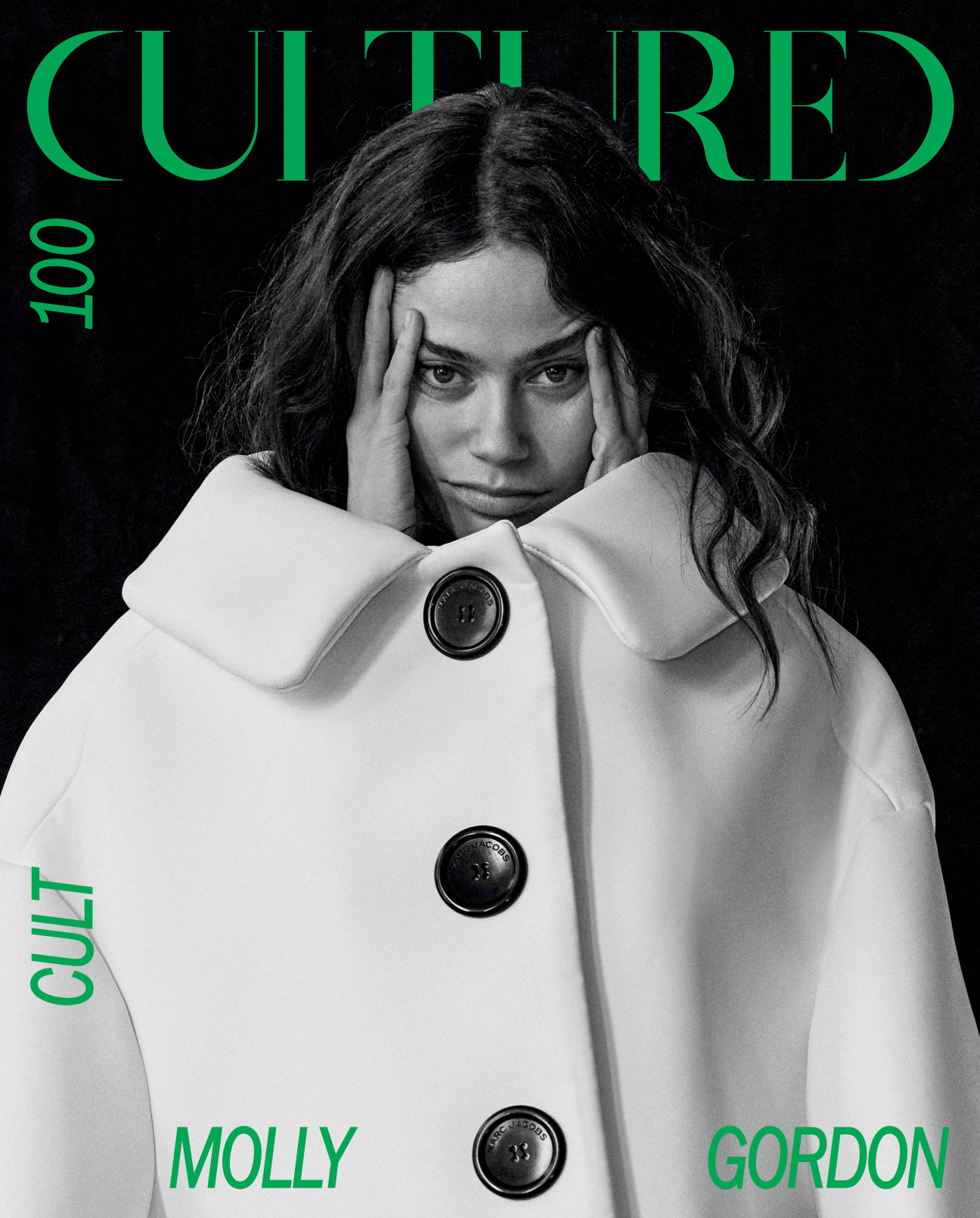 Molly Gordon wears a coat by Marc Jacobs. Photography by Cass Bird.