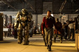 Aaron Moten on the set of tv show Fallout