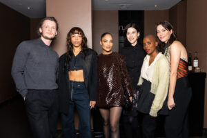 Jack Kilpatrick, Zsela, actress Tessa Thompson, Cherien Dabis, director Janicza Bravo, and actress Rebecca Hall at a party in Los Angeles.