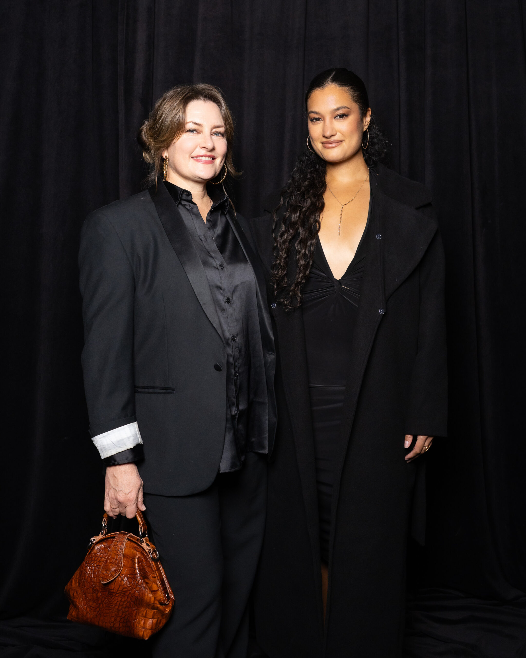 Actresses Mädchen Amick and Mina Tobias at a party in Los Angeles.