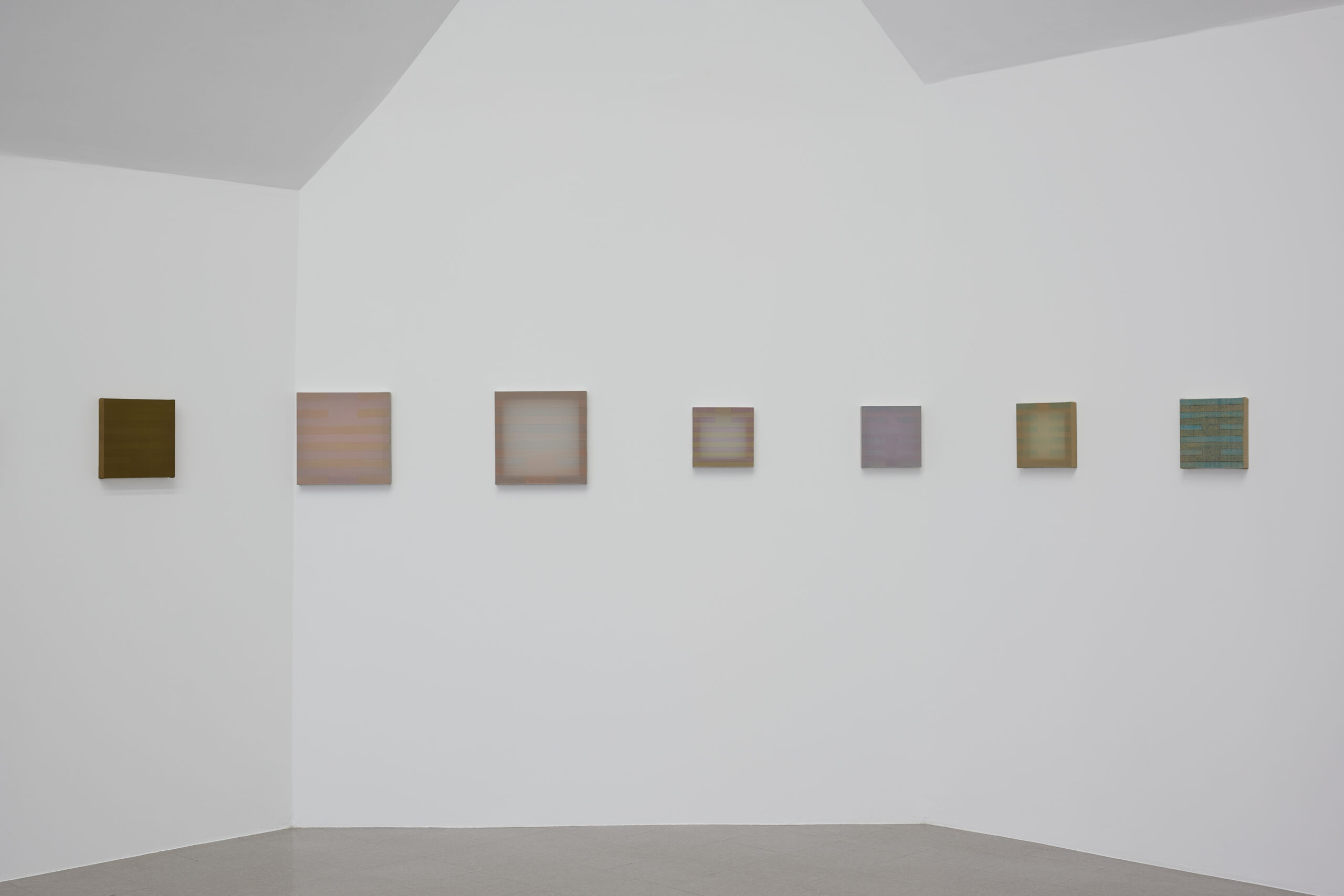 Seven paintings from Leah Ke Yi Zheng's show at the Renaissance Society.