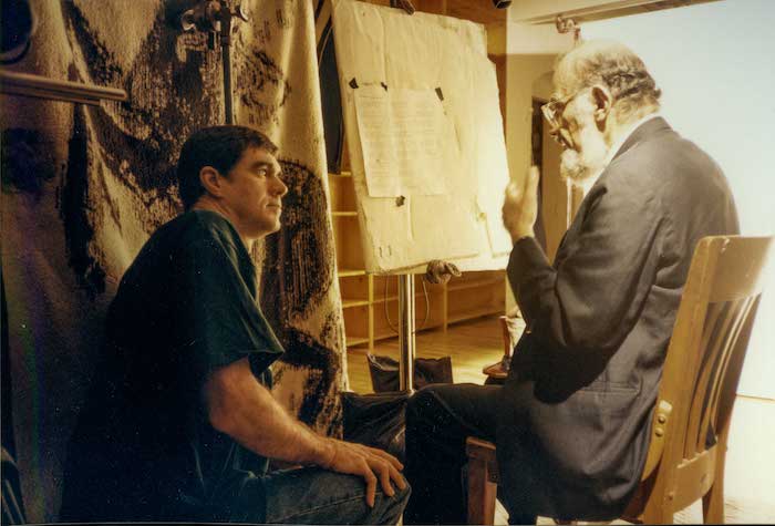 Allen Ginsberg and Gus Van Sant shooting Ballad of the Skeletons