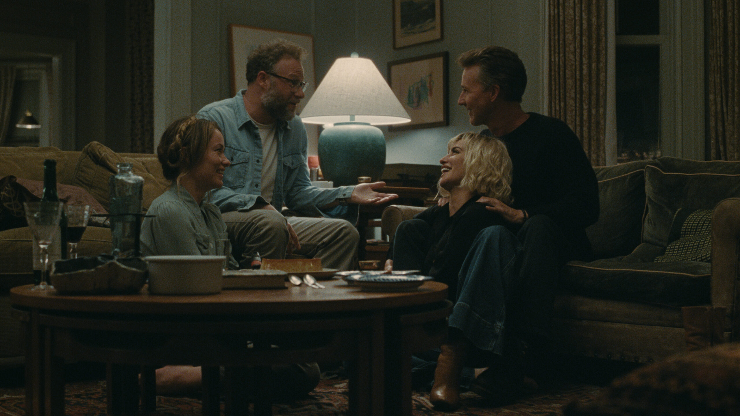 Penelope Cruz, Seth Rogen, Edward Norton, and Olivia Wilde in The Invite.