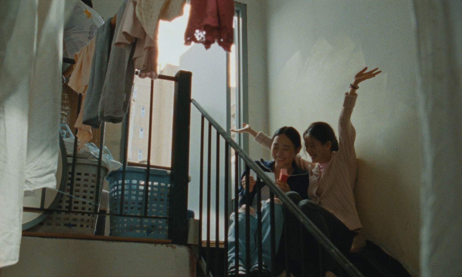 Film still from Blue Sun Palace, 2025. 