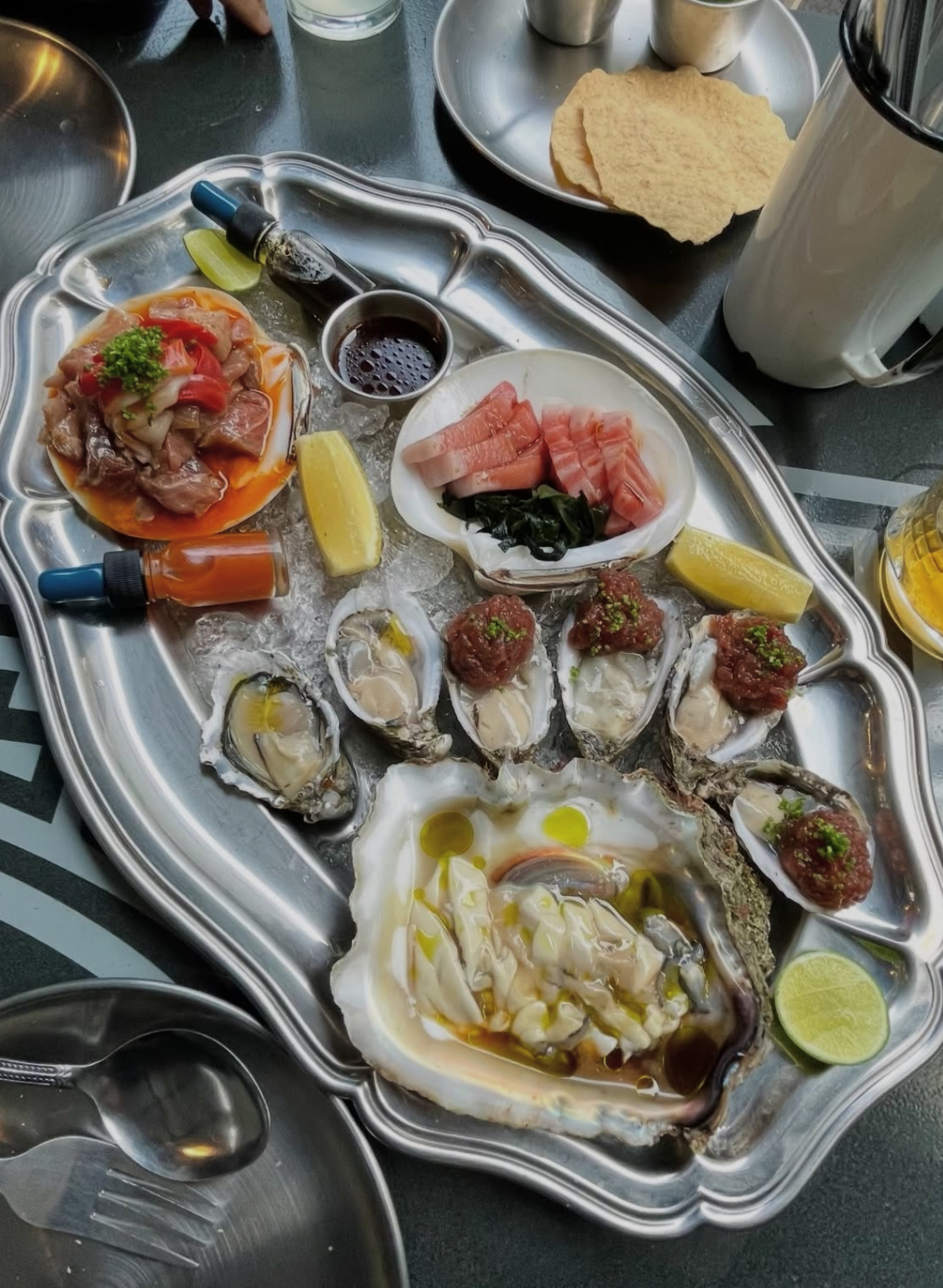 A seafood platter from the restaurant Taller de Ostiones in Mexico City