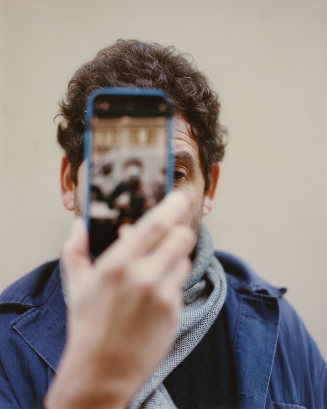 Artist Darren Bader in the studio