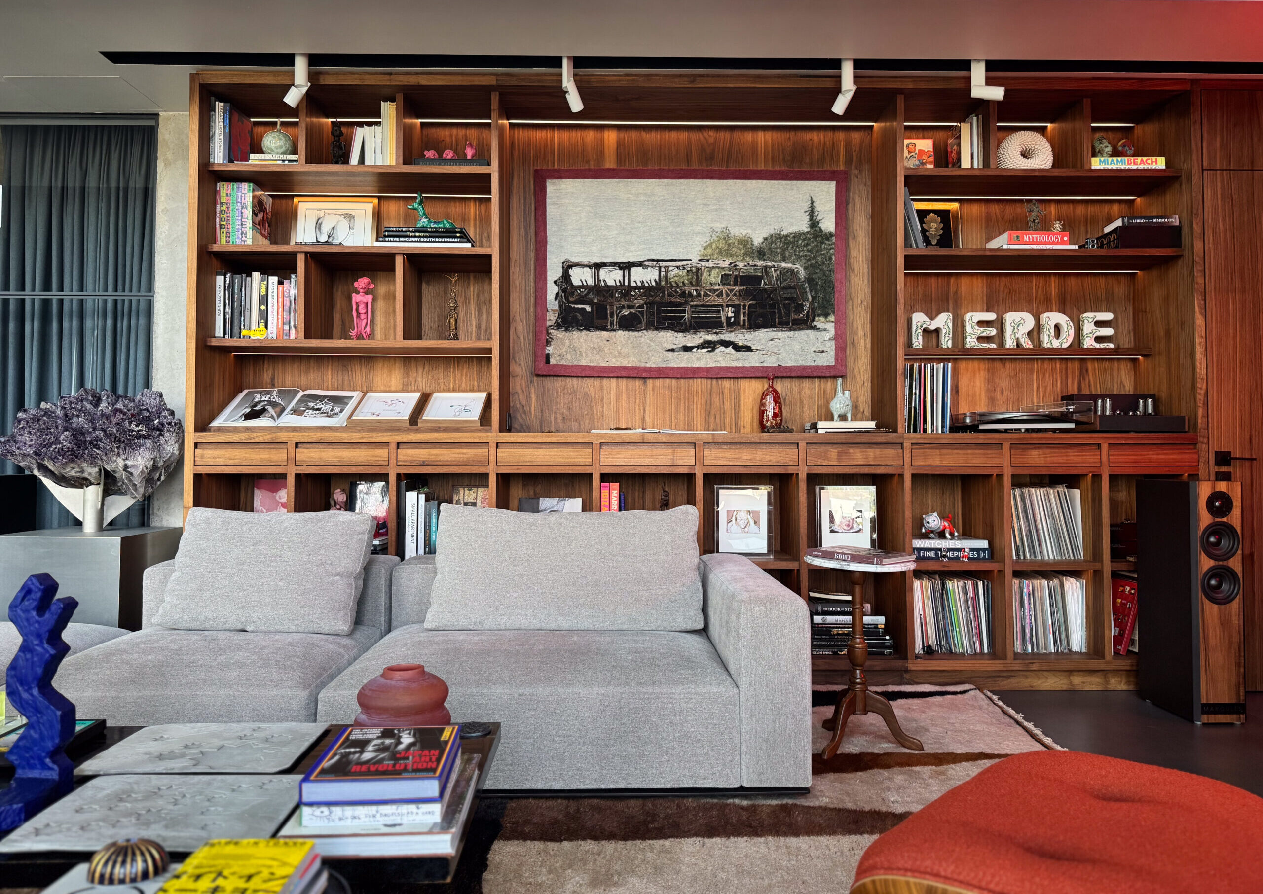 The installed work of Adela Goldbard, Nochixtlan 2016 (III) in the home of Amaury Vergara and Valeria Bross