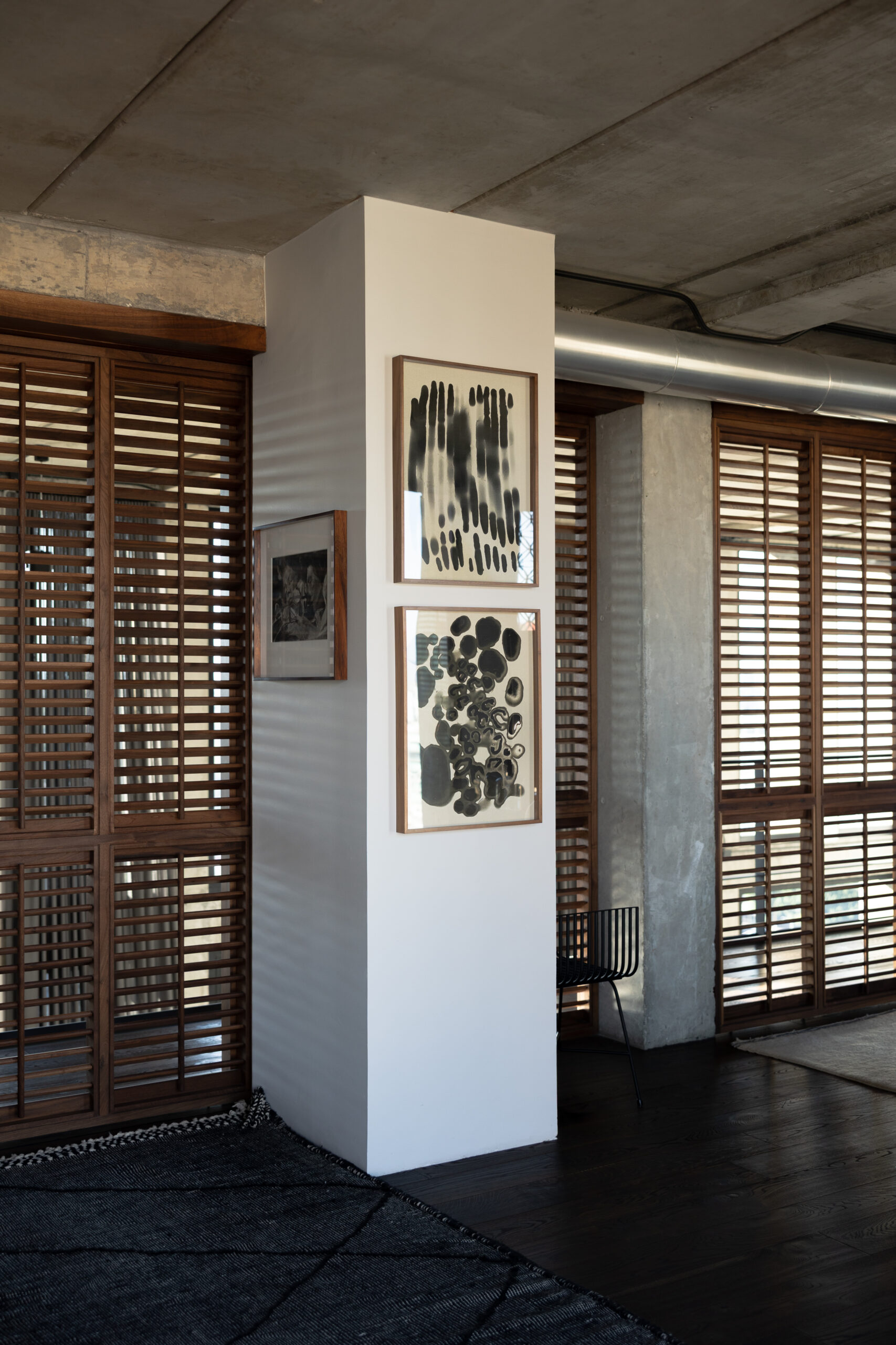 Home collection featuring the hung works of Zaira Gonzales Beas, including Efimero and Ejercicio