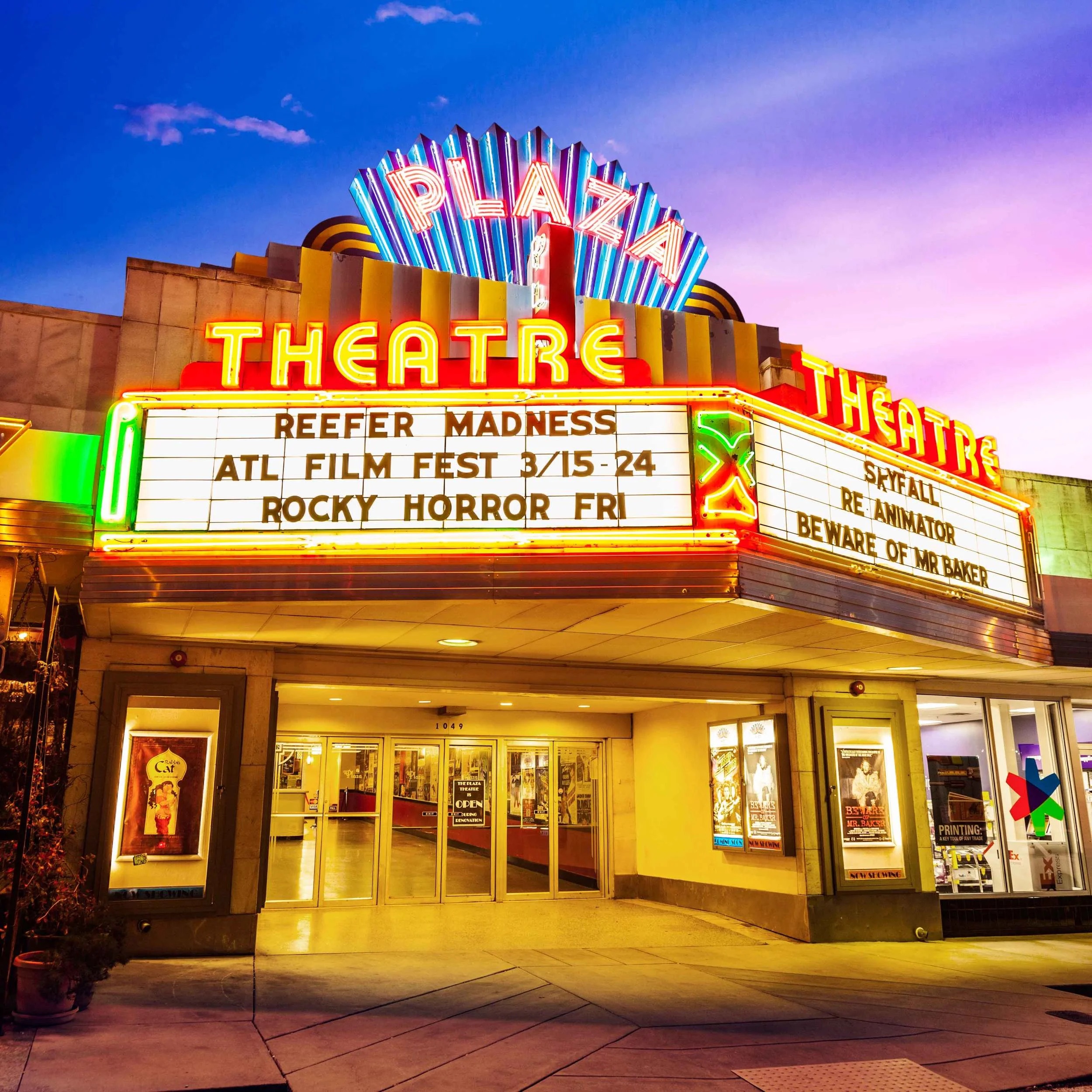 The Plaza Theater, an art house movie theater in Atlanta, Georgia