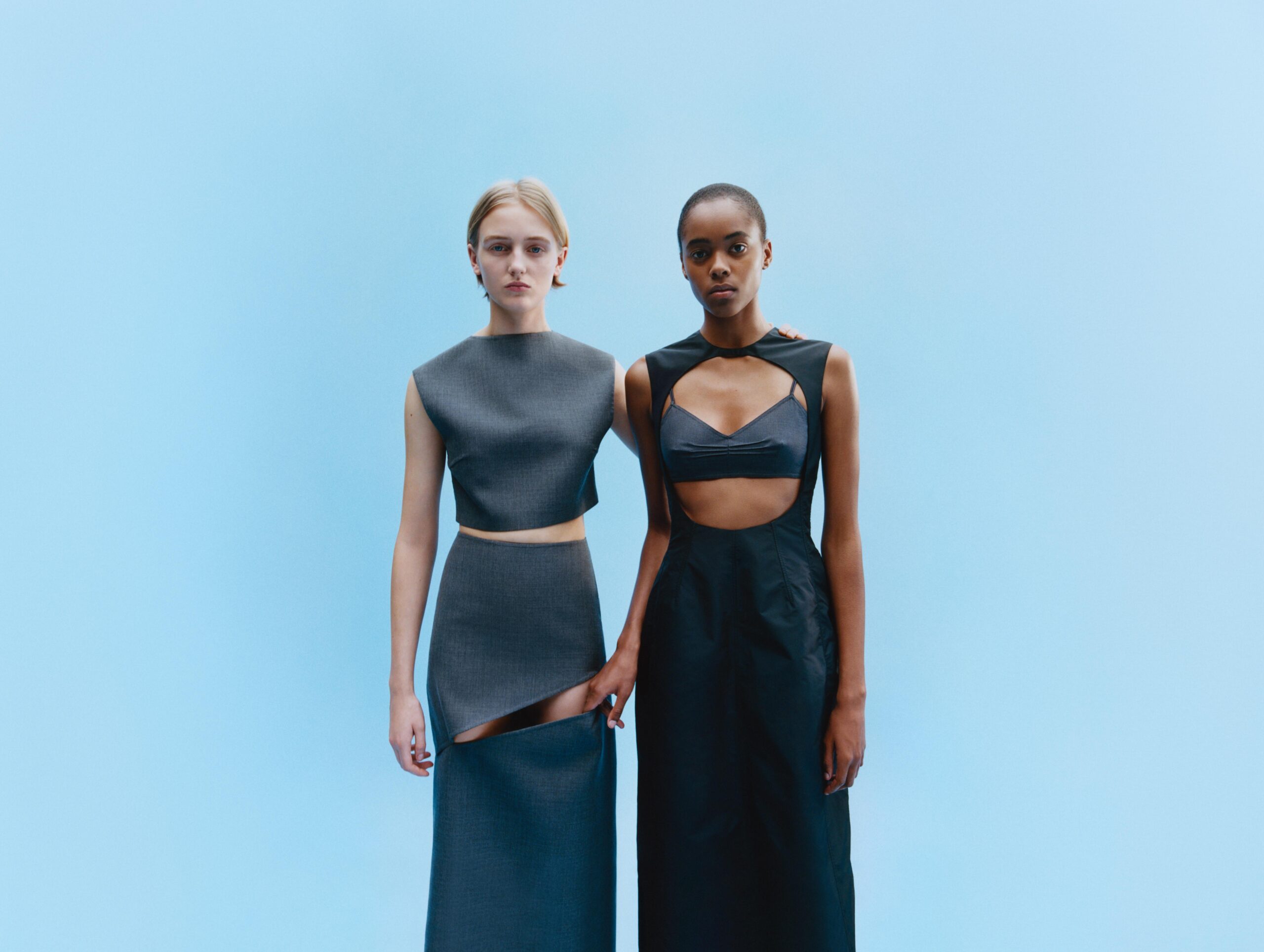 Models pose in full Jil Sander for the brand's Spring/Summer 2026 campaign 