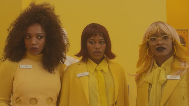 Naomie Ackie, Taylour Paige, and Kiki Palmer in the Boots Riley directed indie movie I Love Boosters from Neon