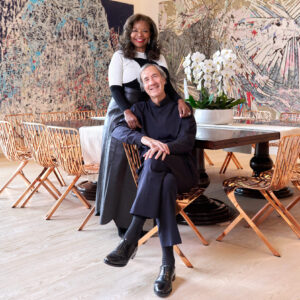 Pamela Joyner and Fred Guiffrida pose for a portrait at their home in California