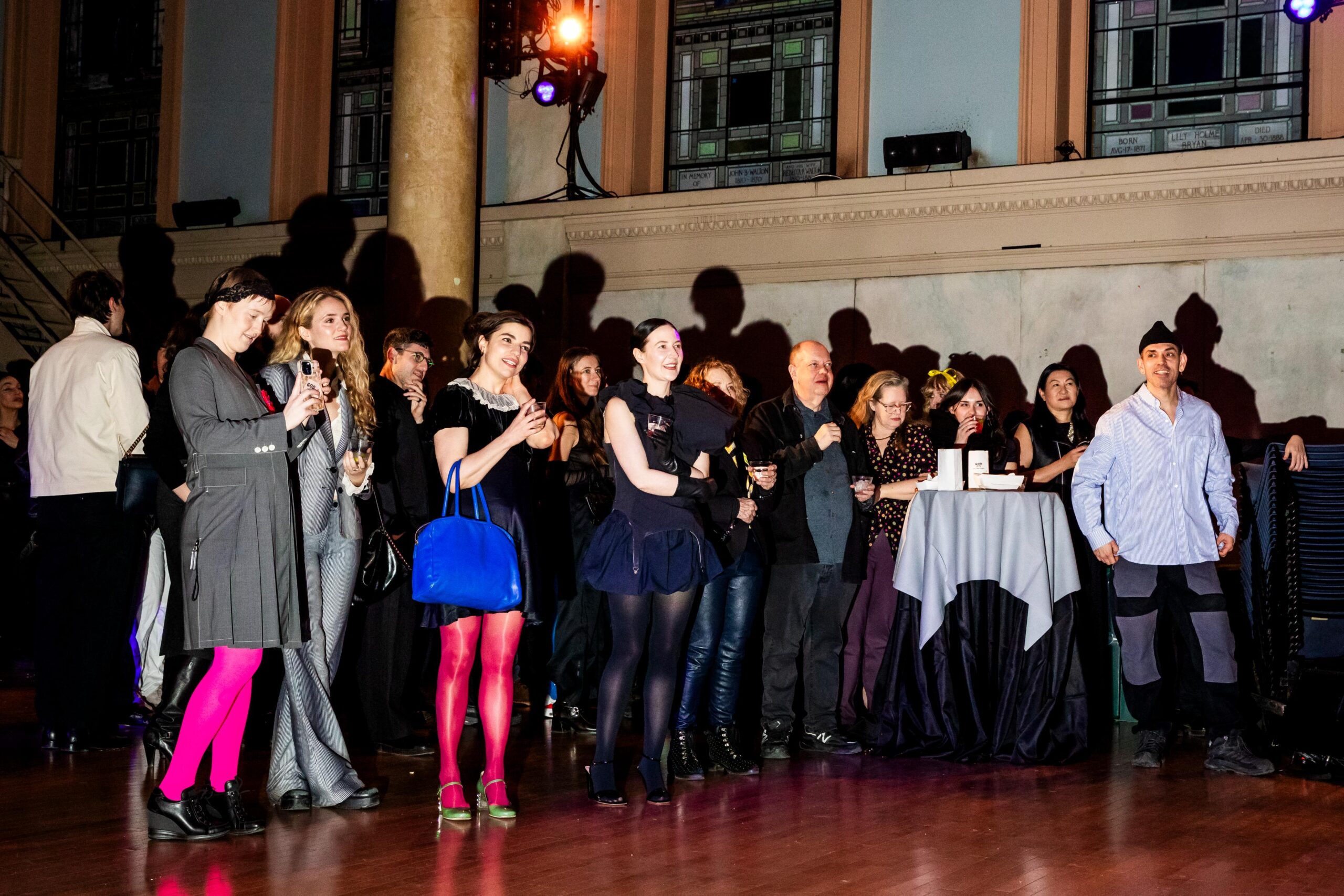 The crowd at the Filmmakers' Cooperative 65th Anniversary Gala gathers for remarks at the Judson Memorial Church