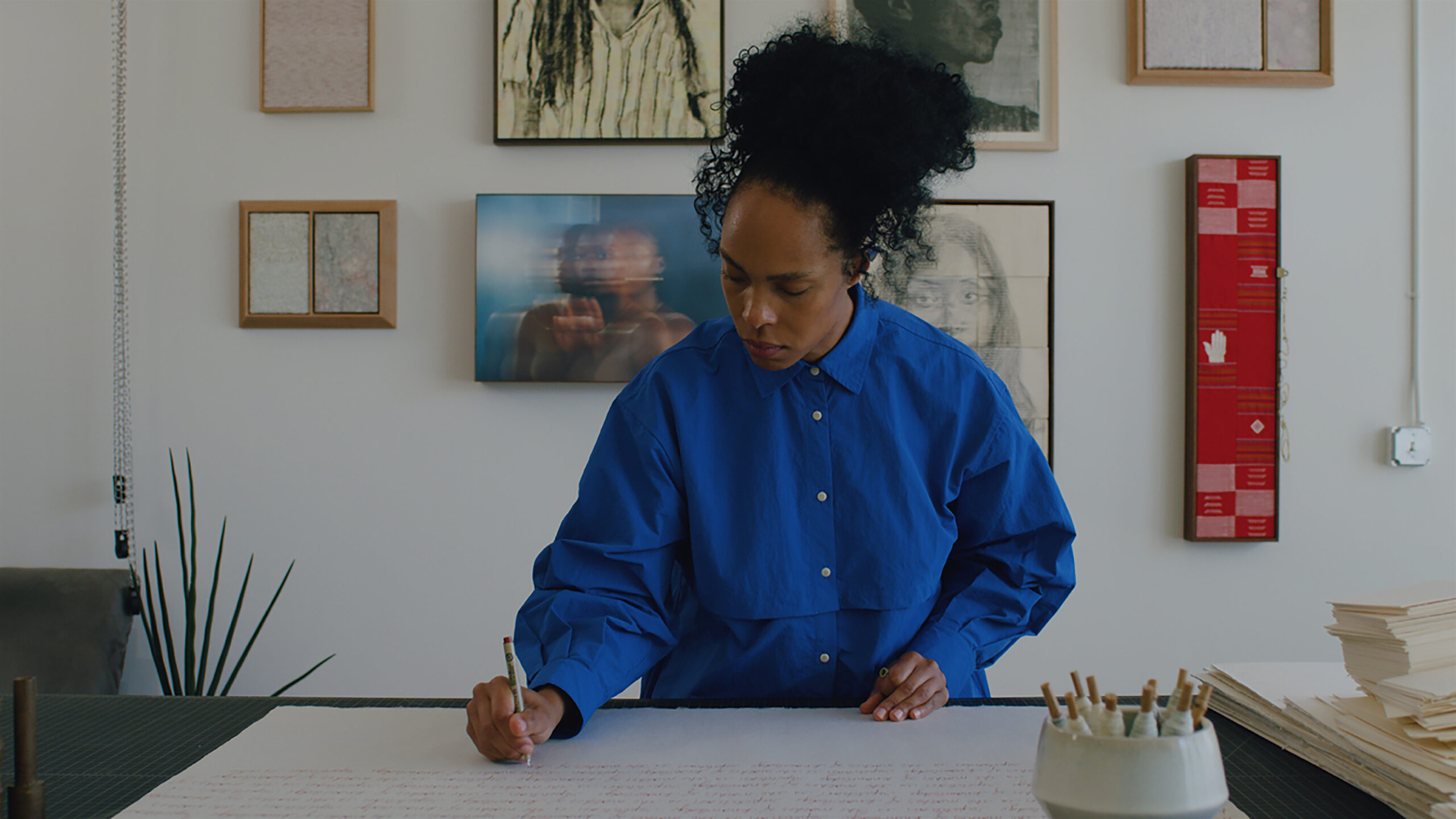 Artist Kenturah Davis in her studio in Los Angeles