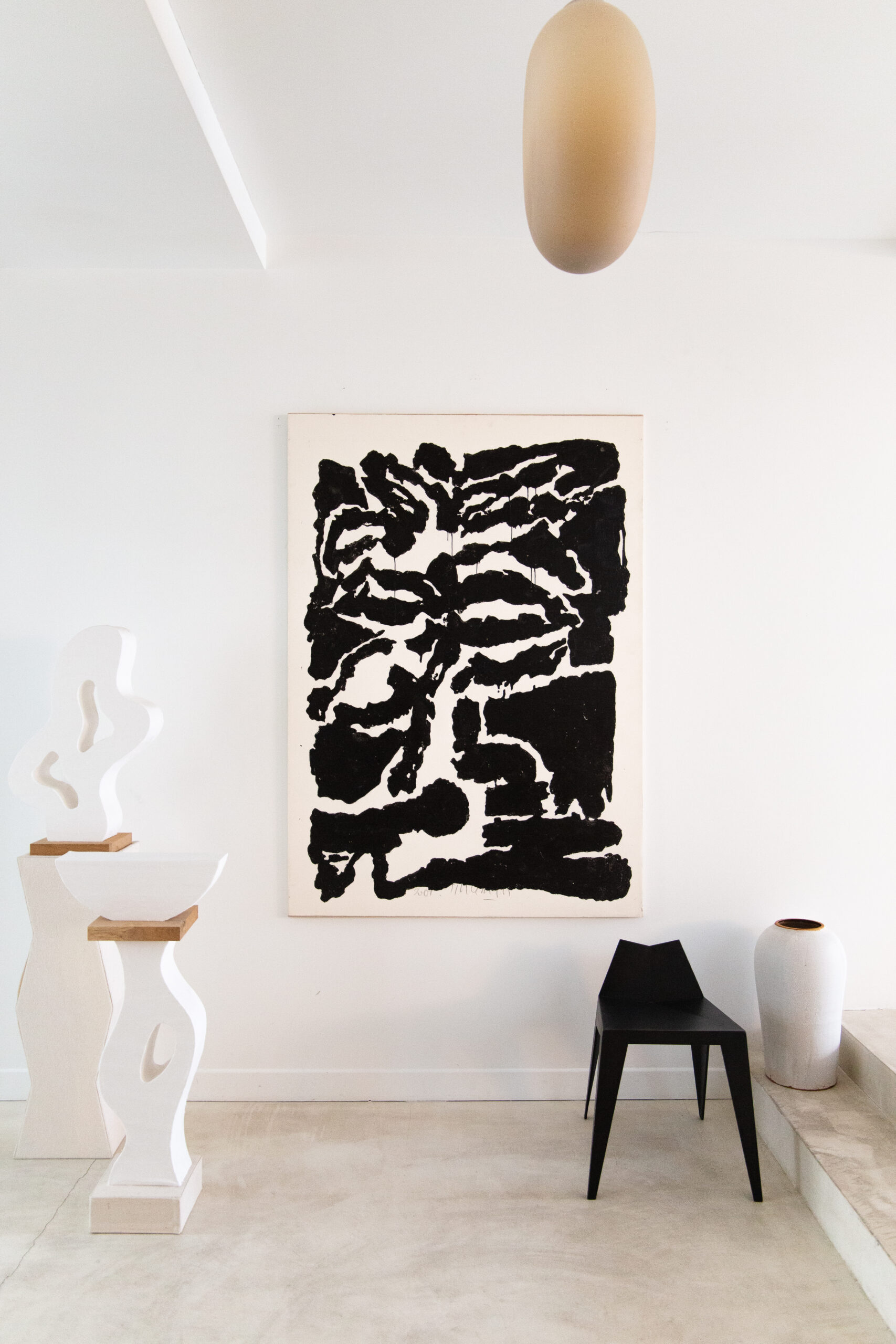 Garance Vallée sculptures and a painting by JP Pincemin in the art collection of gallerist Amélie du Chalard.