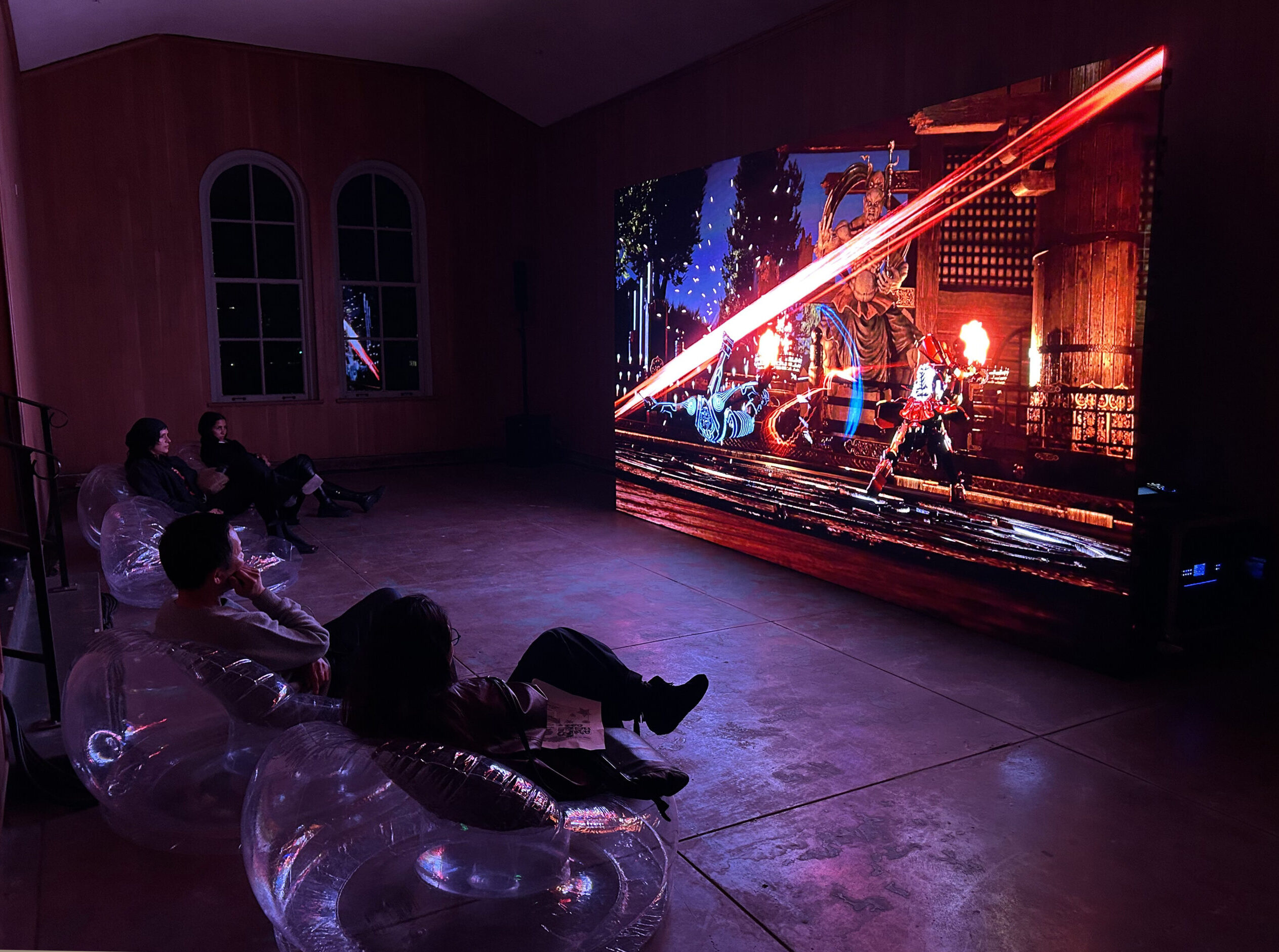 Visitors watching Lu Yang's Doku the Flow, 2024