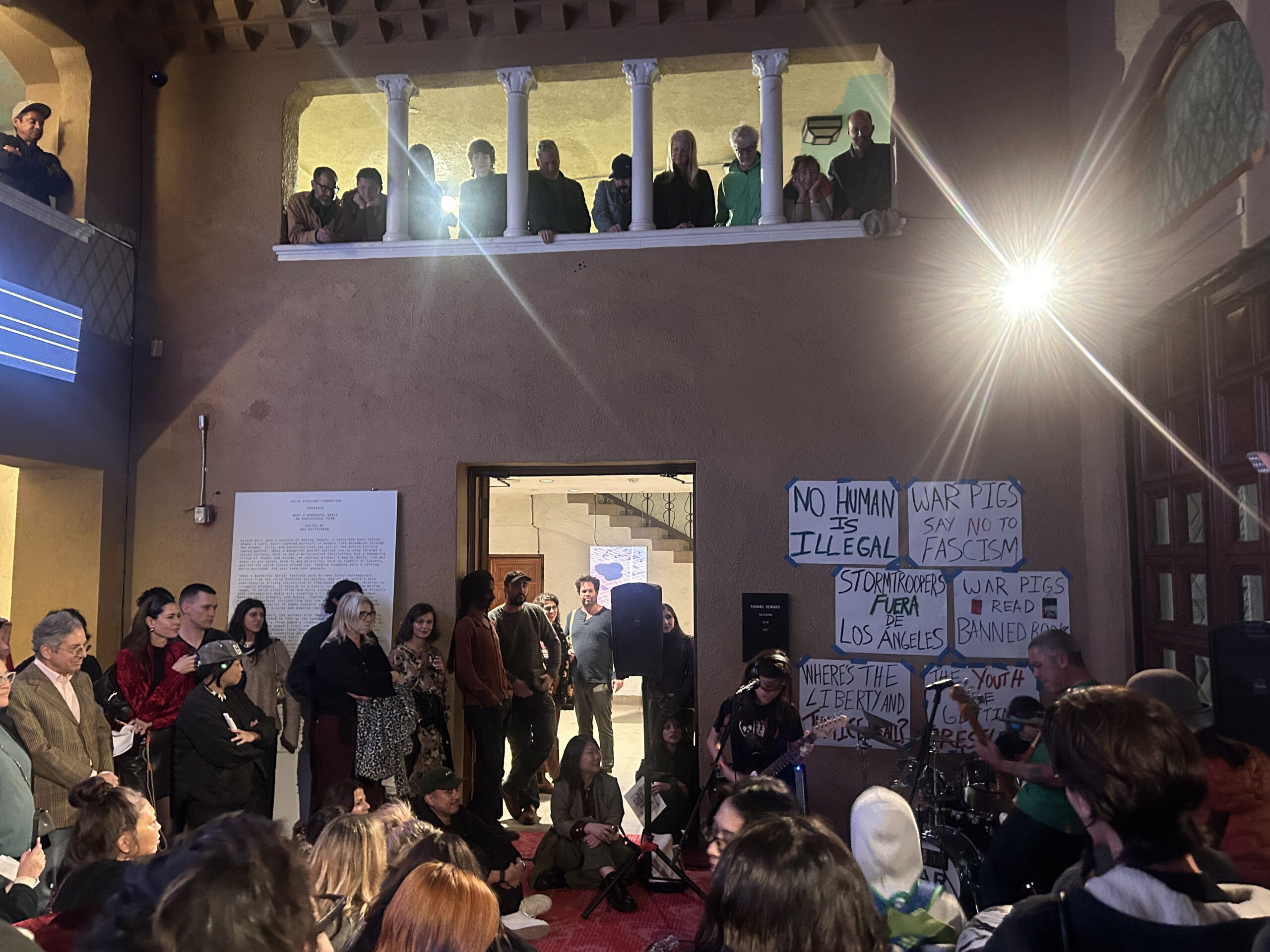 Visitors watching the band War Pigs in the lobby during the "Hard to Read" program, Feb. 15.